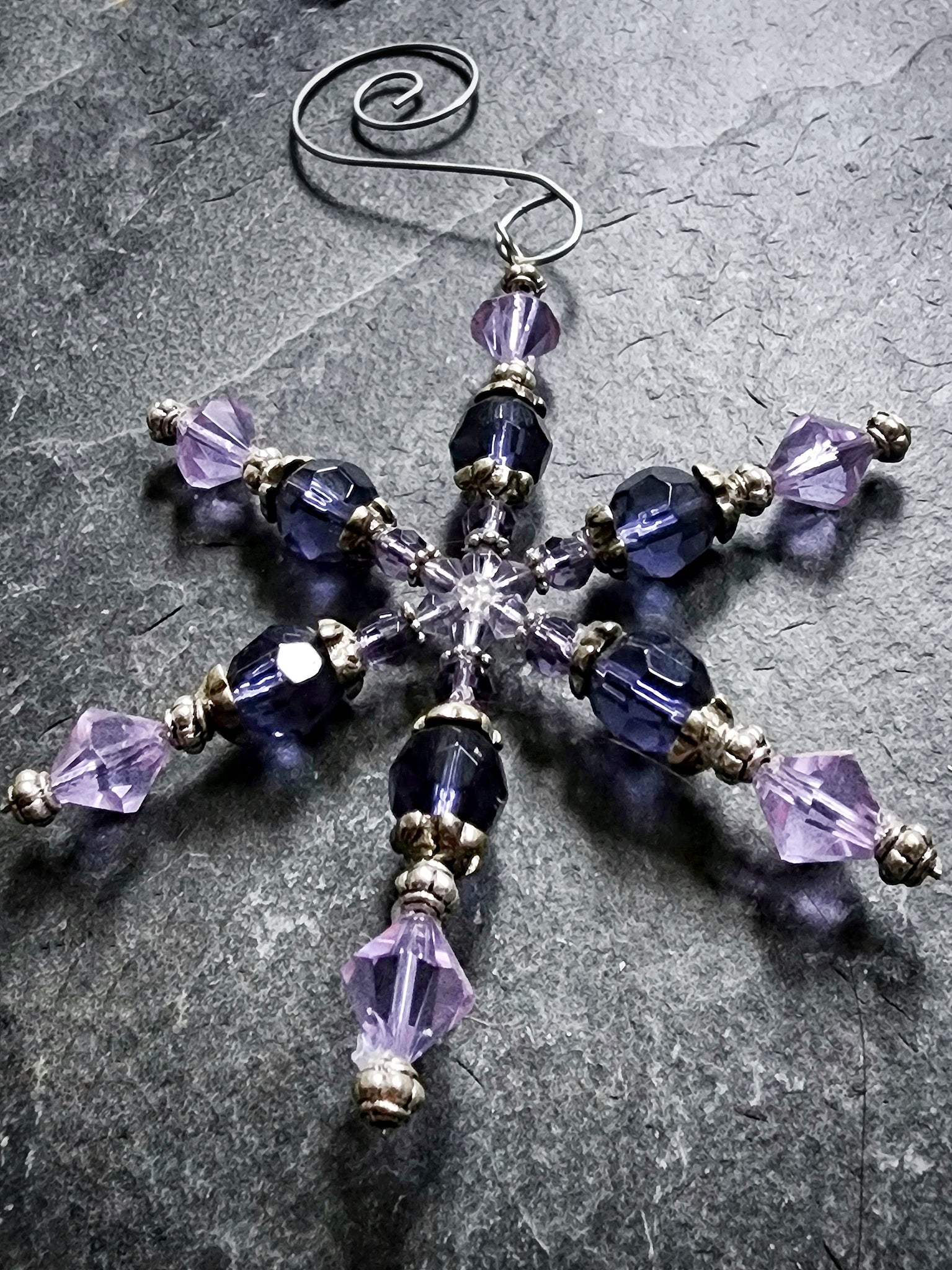 Purple Handmade Christmas Ornament Crystal Snowflake