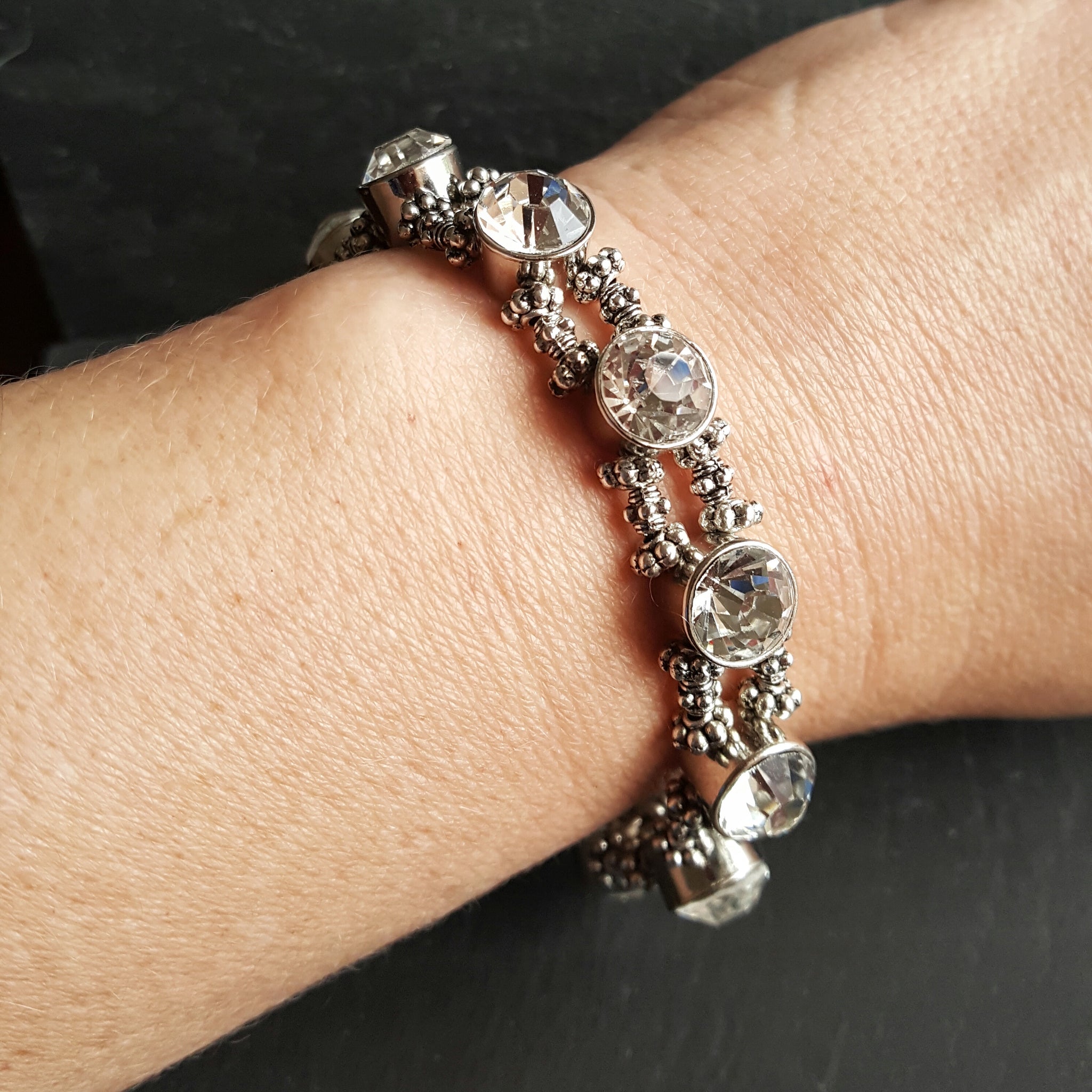 Elegant Rhinestone Cocktail Bracelet Bridal Fantasy Jewelry - DRAVYNMOOR