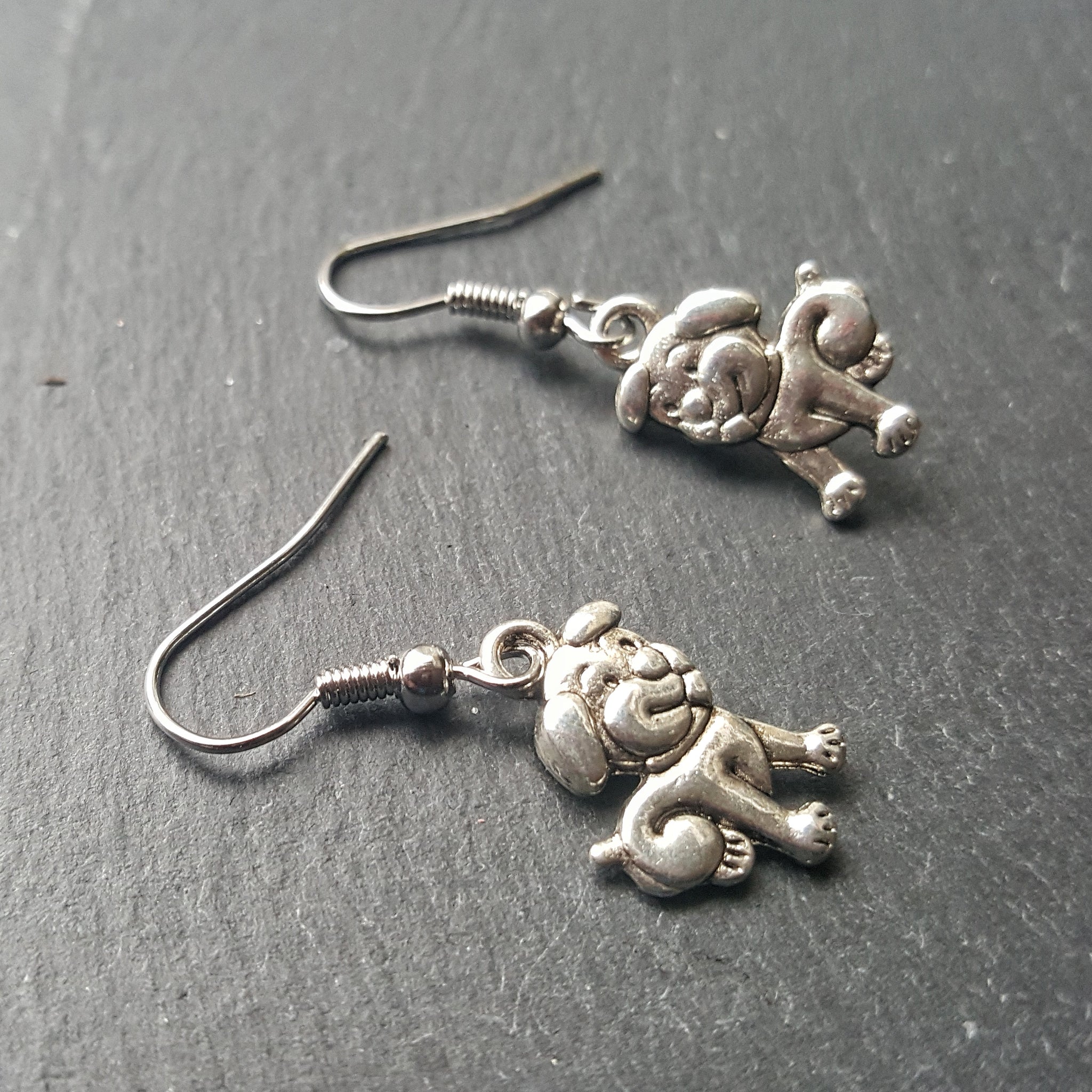 Silver Puppy Dog Earrings Dog Lover Gift - DRAVYNMOOR