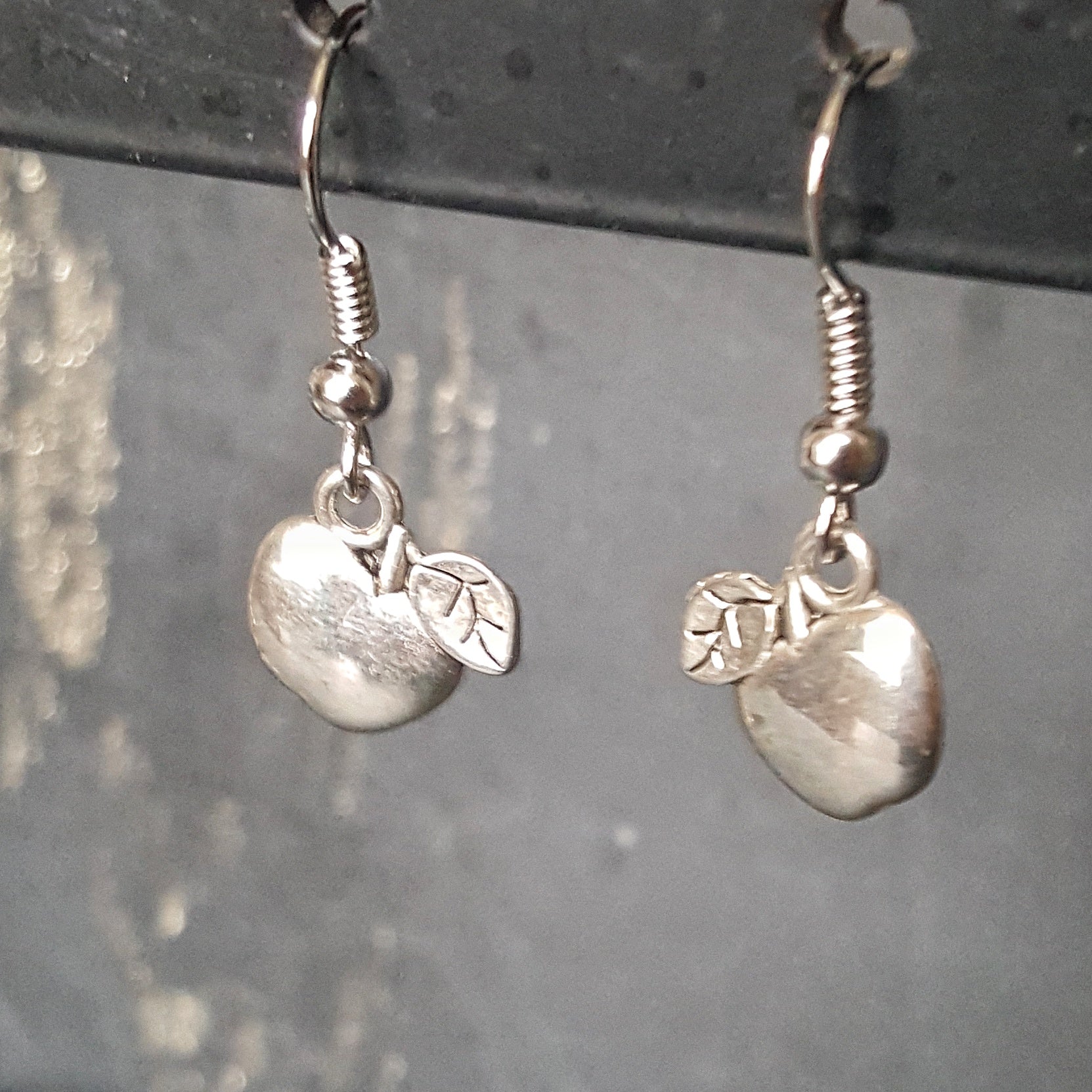 Silver Apple Earrings Teacher Gift - DRAVYNMOOR
