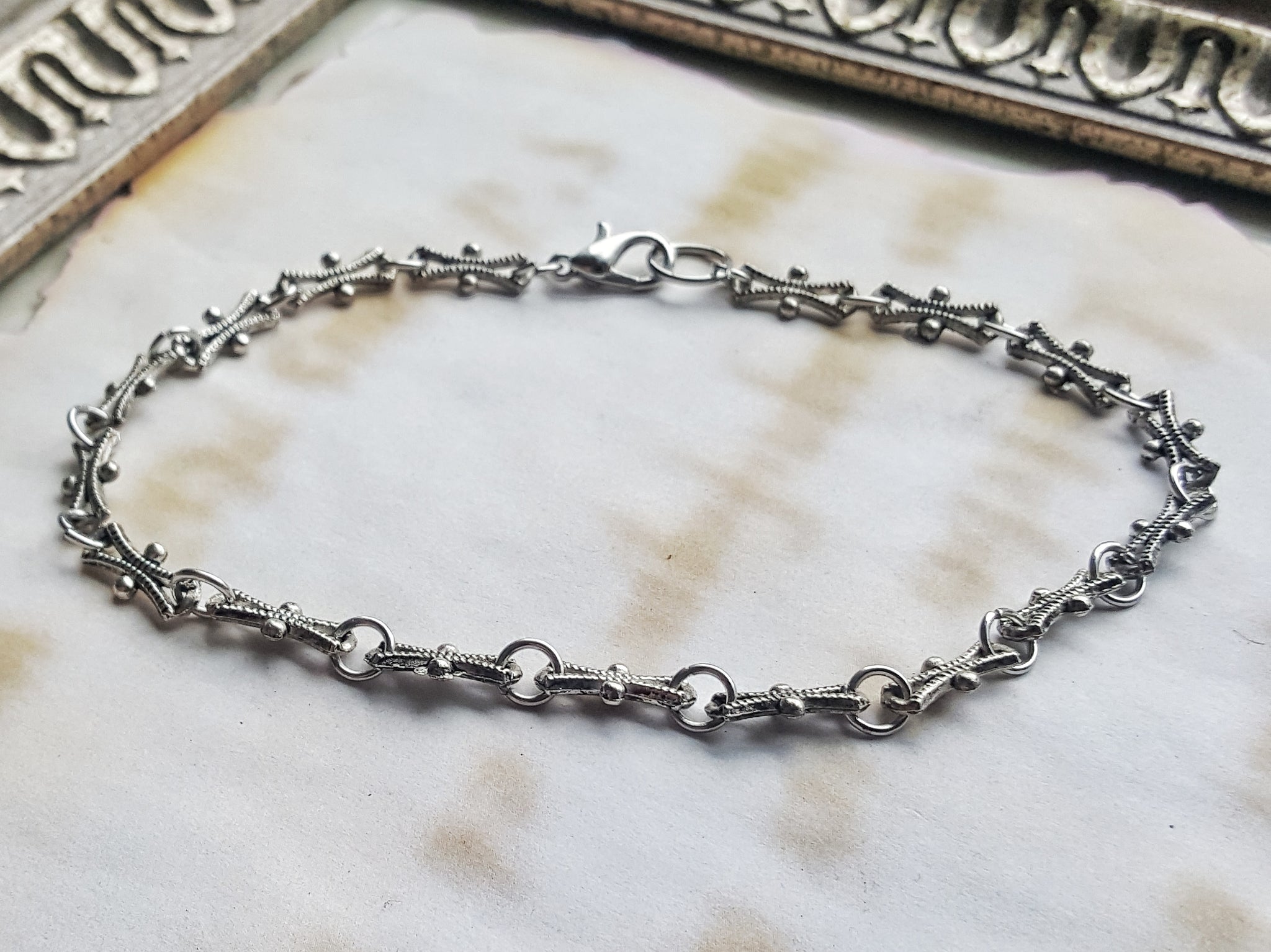 Silver Link Anklet Ren Faire Handmade Jewelry Vacation Jewelry - DRAVYNMOOR