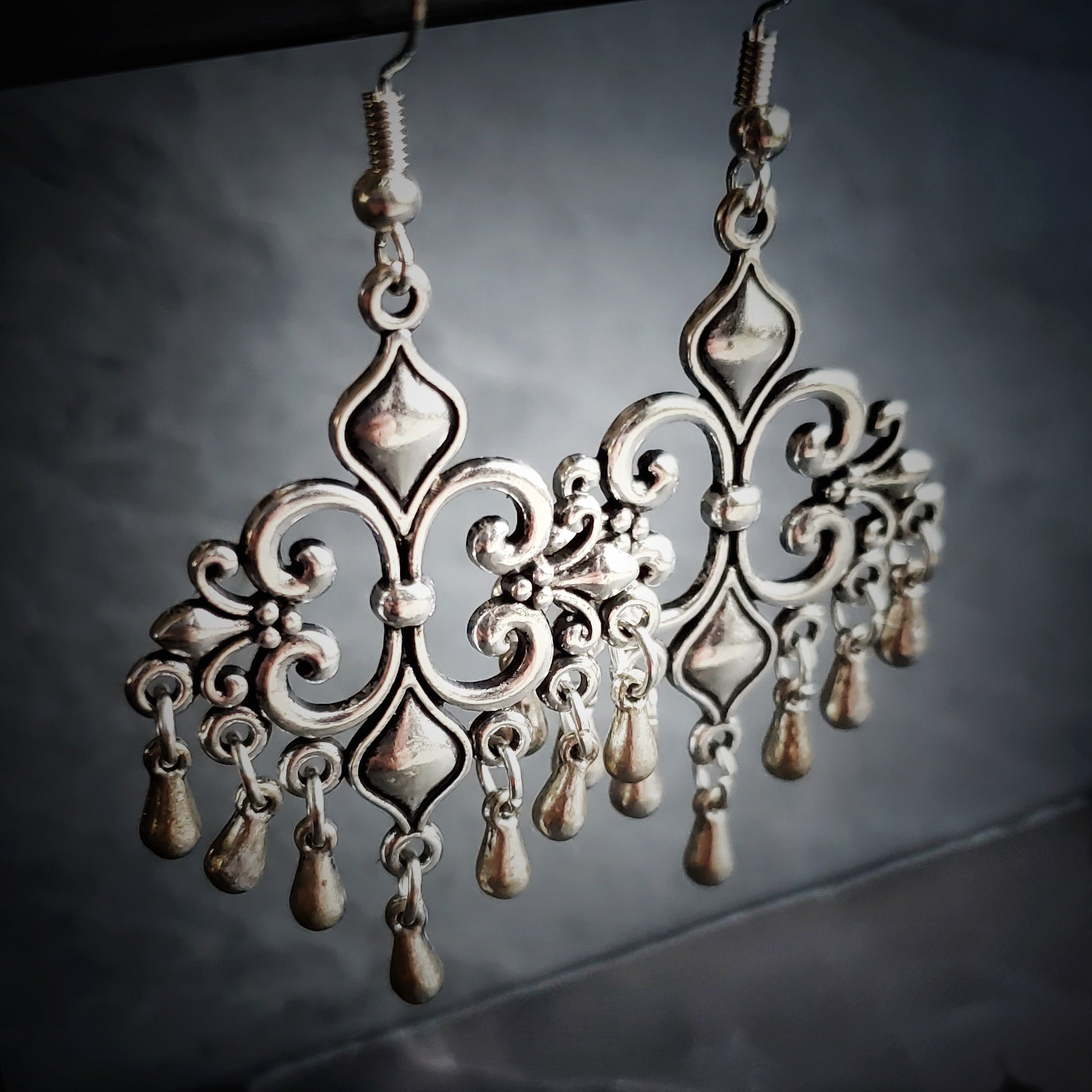 Fleur-de-lis Chandelier Earrings Renaissance Jewelry
