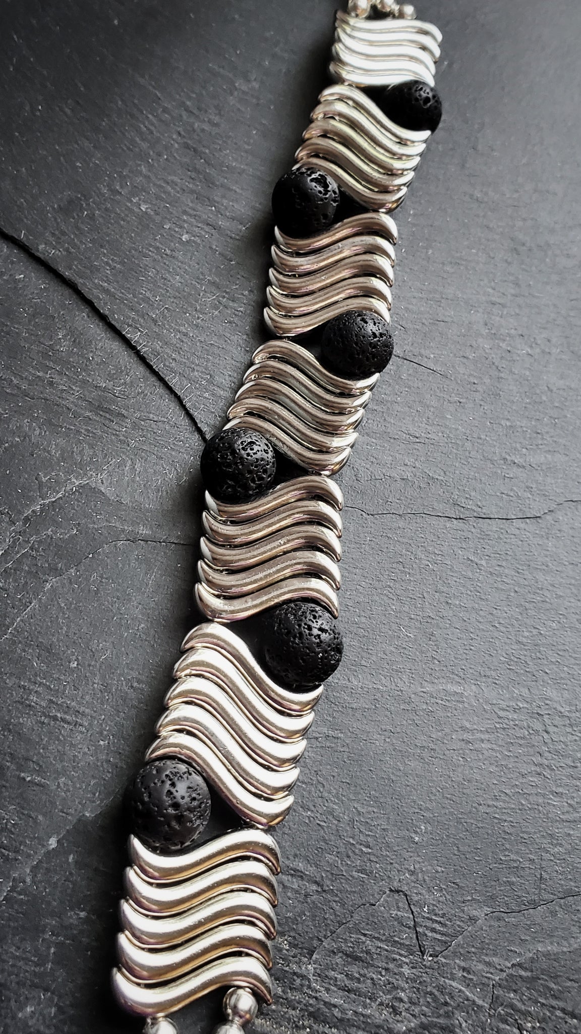Swirling Silver Wave Unisex Bracelet Festival Jewelry
