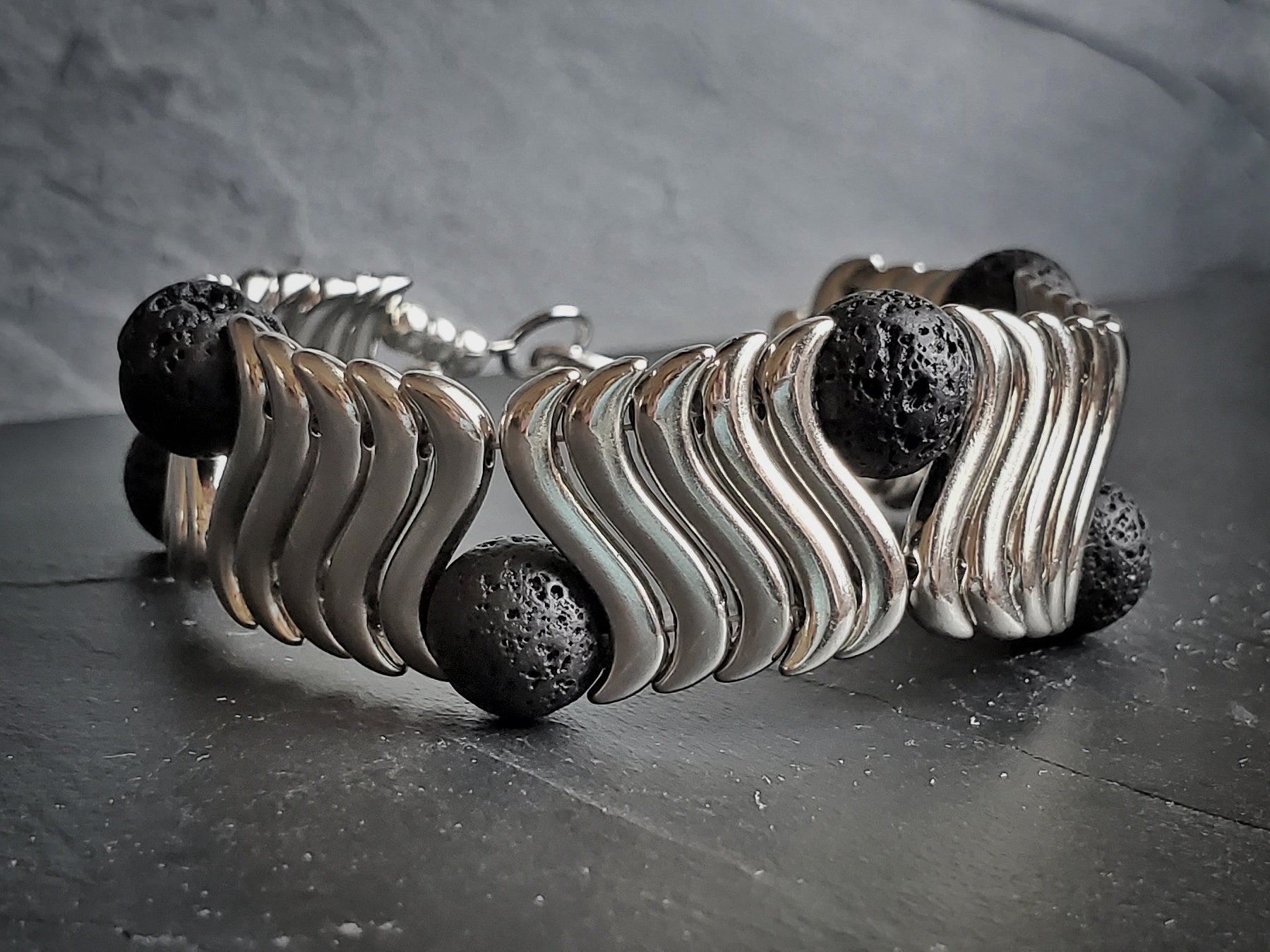 Swirling Silver Wave Unisex Bracelet Festival Jewelry