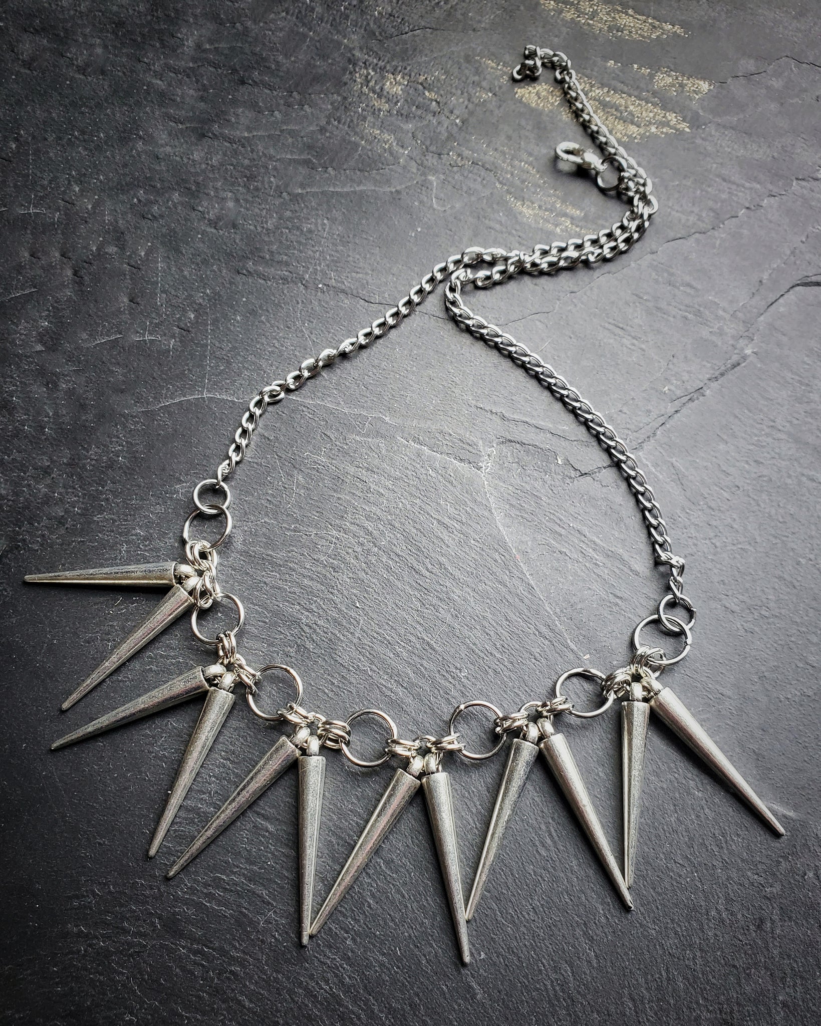 Silver Spike Thorn Barbed Wire Necklace Punk Jewelry