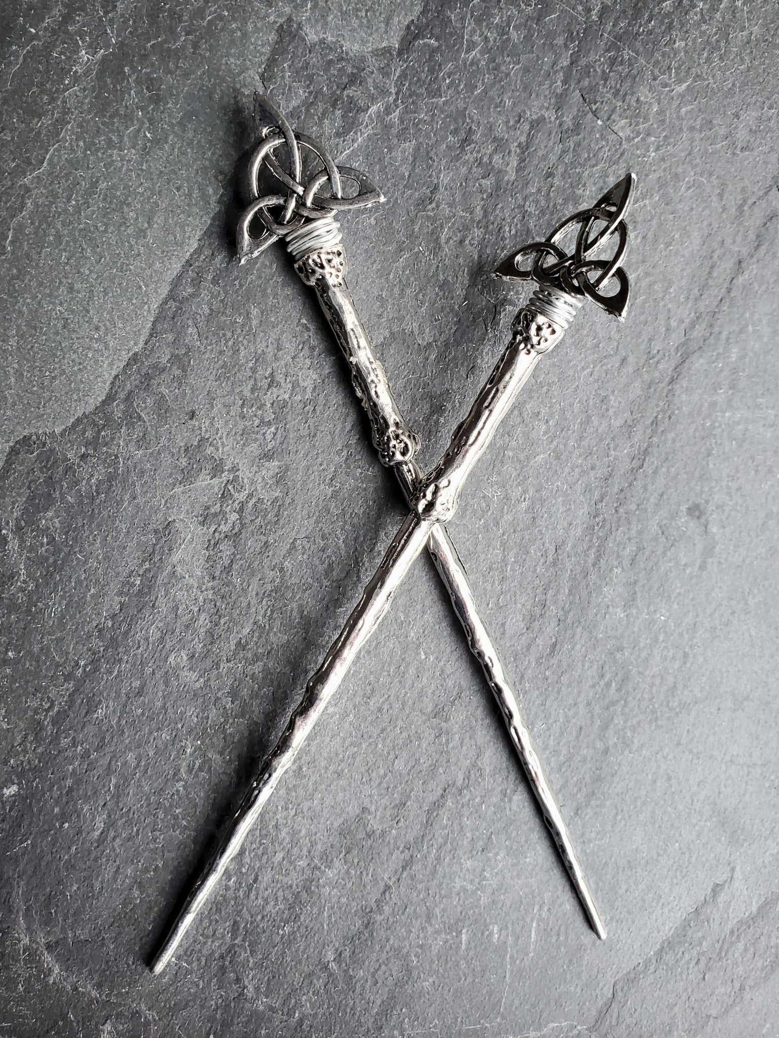 Silver Triquetra Hair Sticks Hair Jewelry for Witches