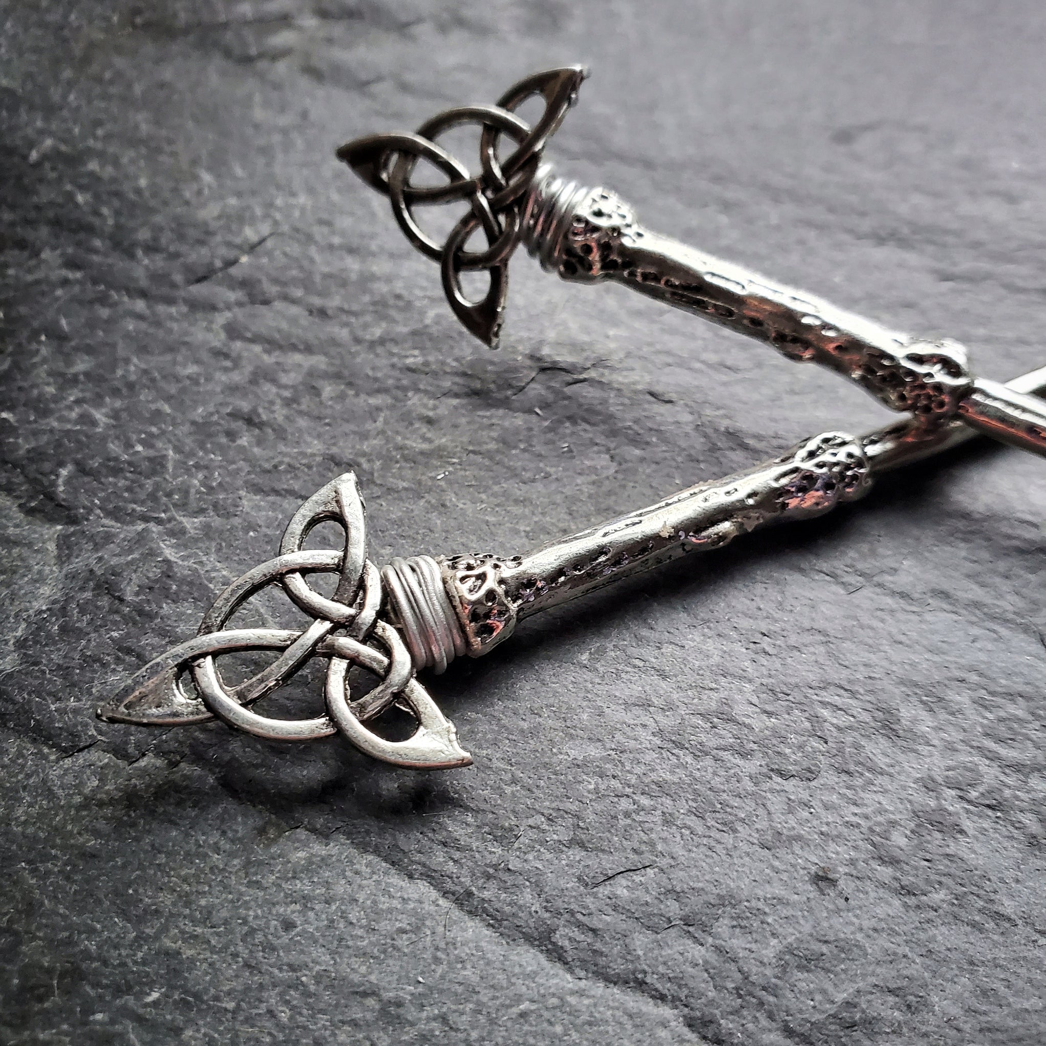 Silver Triquetra Hair Sticks Hair Jewelry for Witches