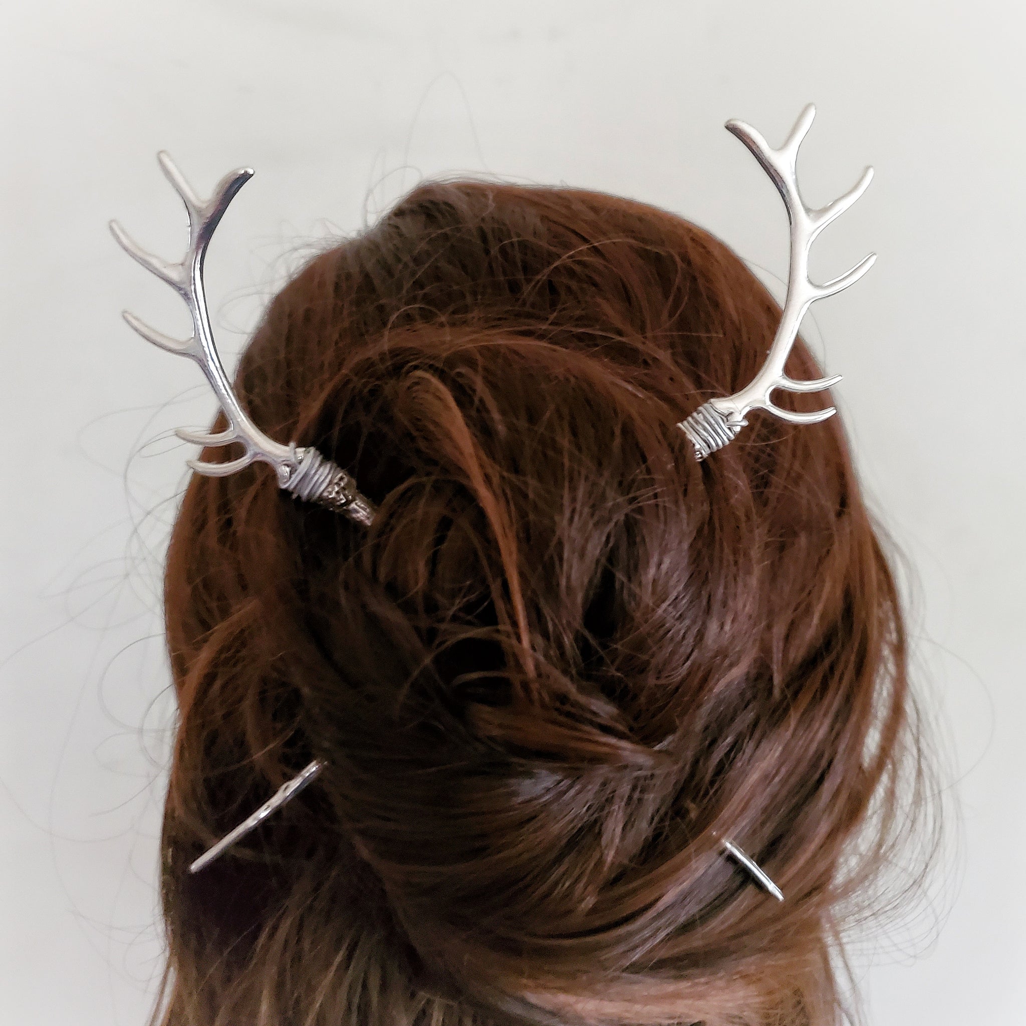 Silver Antler Horn Hair Sticks Hair Jewelry