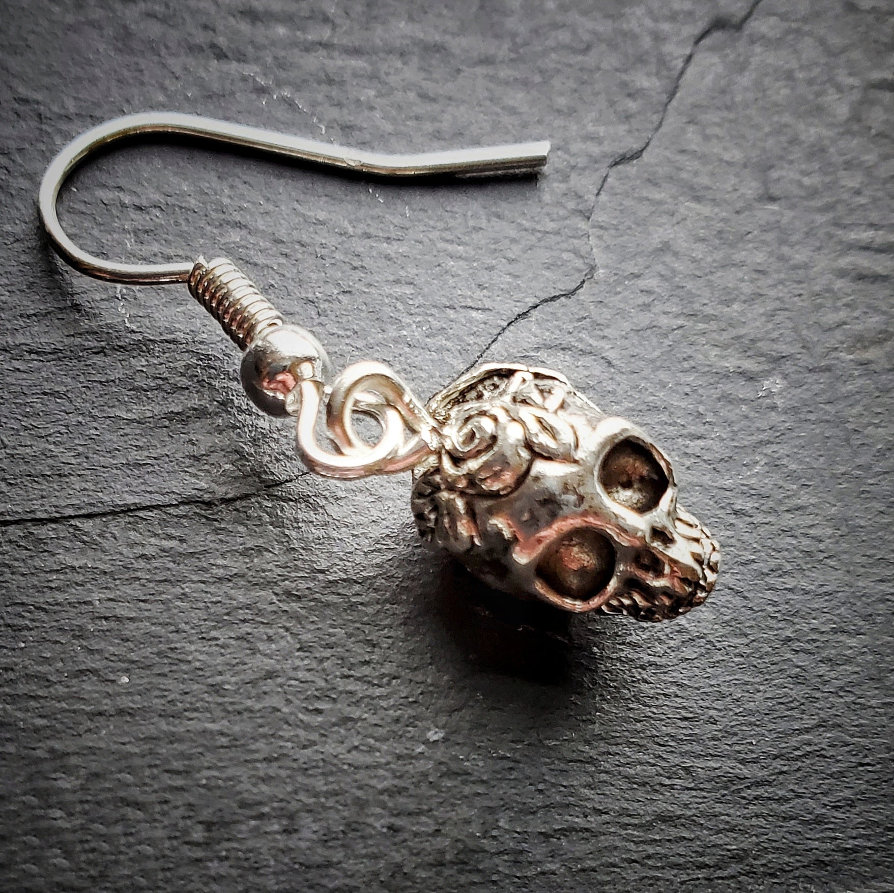 Silver Skull Earrings Goth Jewelry