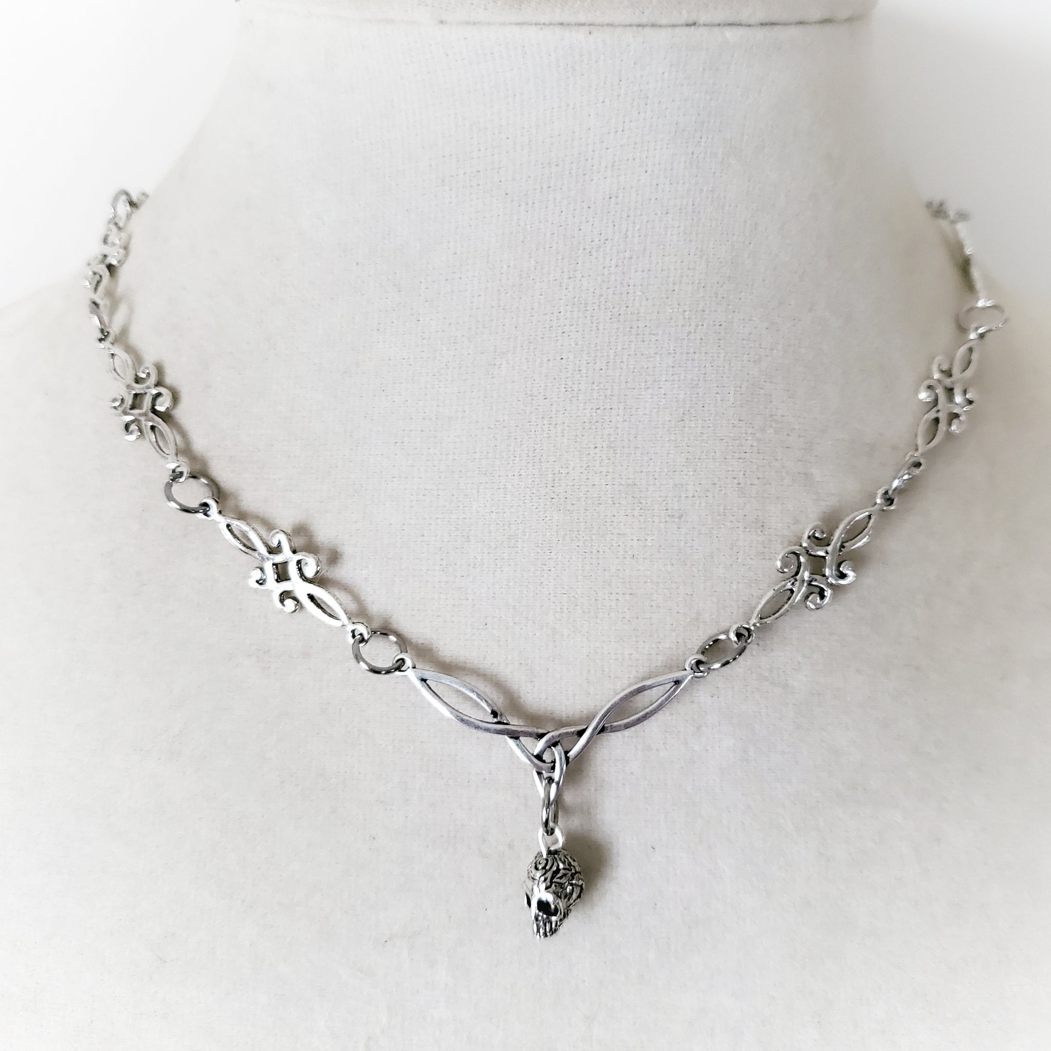 Celtic Skull Necklace Goth Jewelry