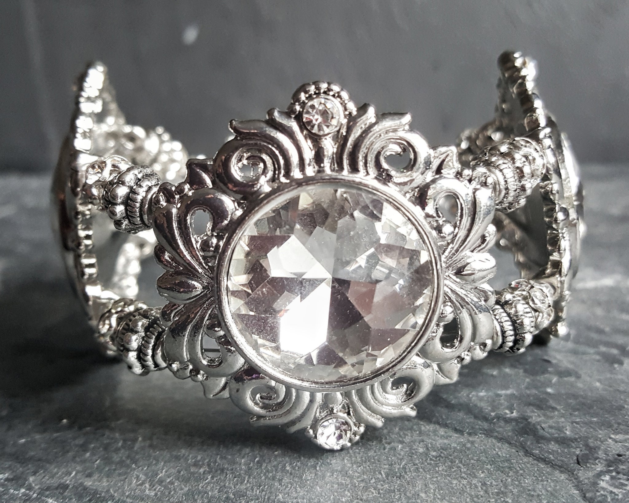 Bold Rhinestone Bracelet Handmade Bridal Jewelry - DRAVYNMOOR
