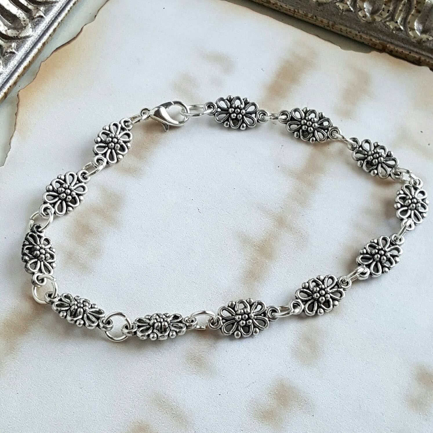 Romantic Silver Anklet Ren Faire Bohemian Festival Jewelry - DRAVYNMOOR