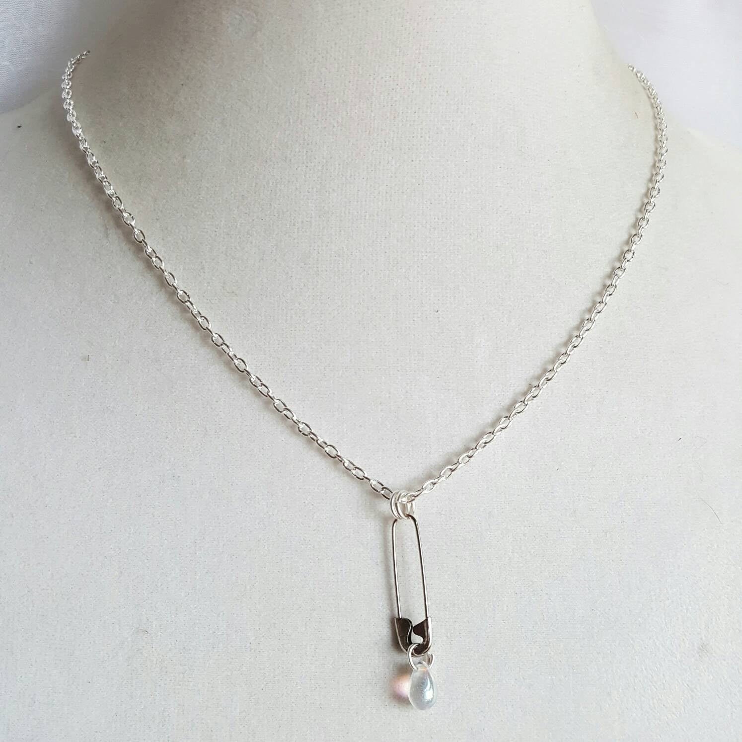 Safety Pin Teardrop Necklace Safety Pin Jewelry You Are Safe With Me Movement - DRAVYNMOOR