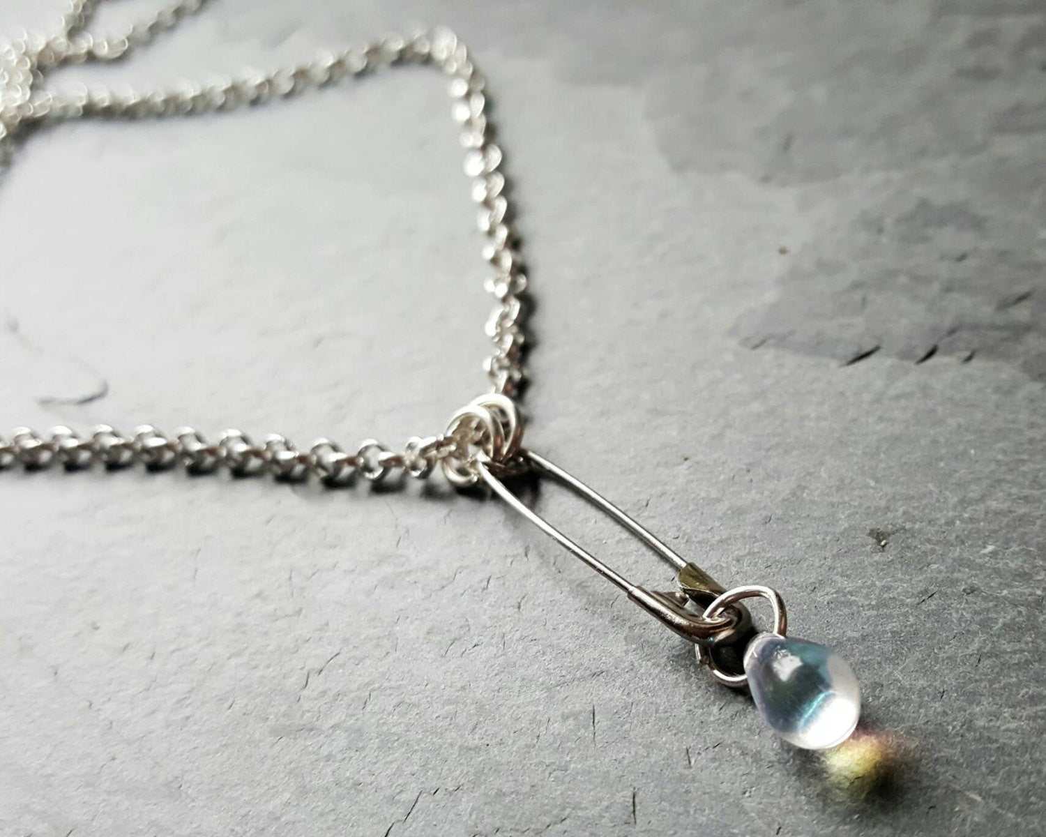 Safety Pin Teardrop Necklace Safety Pin Jewelry You Are Safe With Me Movement - DRAVYNMOOR