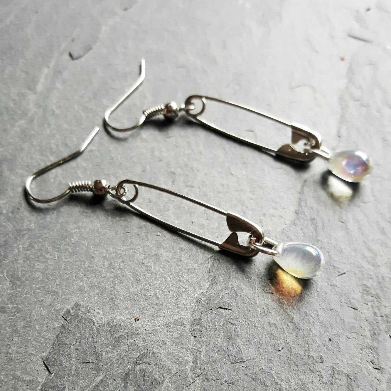 Safety Pin Teardrop Earrings Safety Pin Movement Gift Idea - DRAVYNMOOR