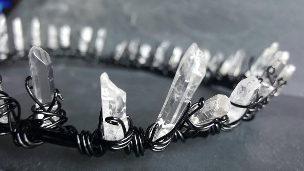 Evil Queen Crystal Crown Gothic Wedding Black Tiara - DRAVYNMOOR