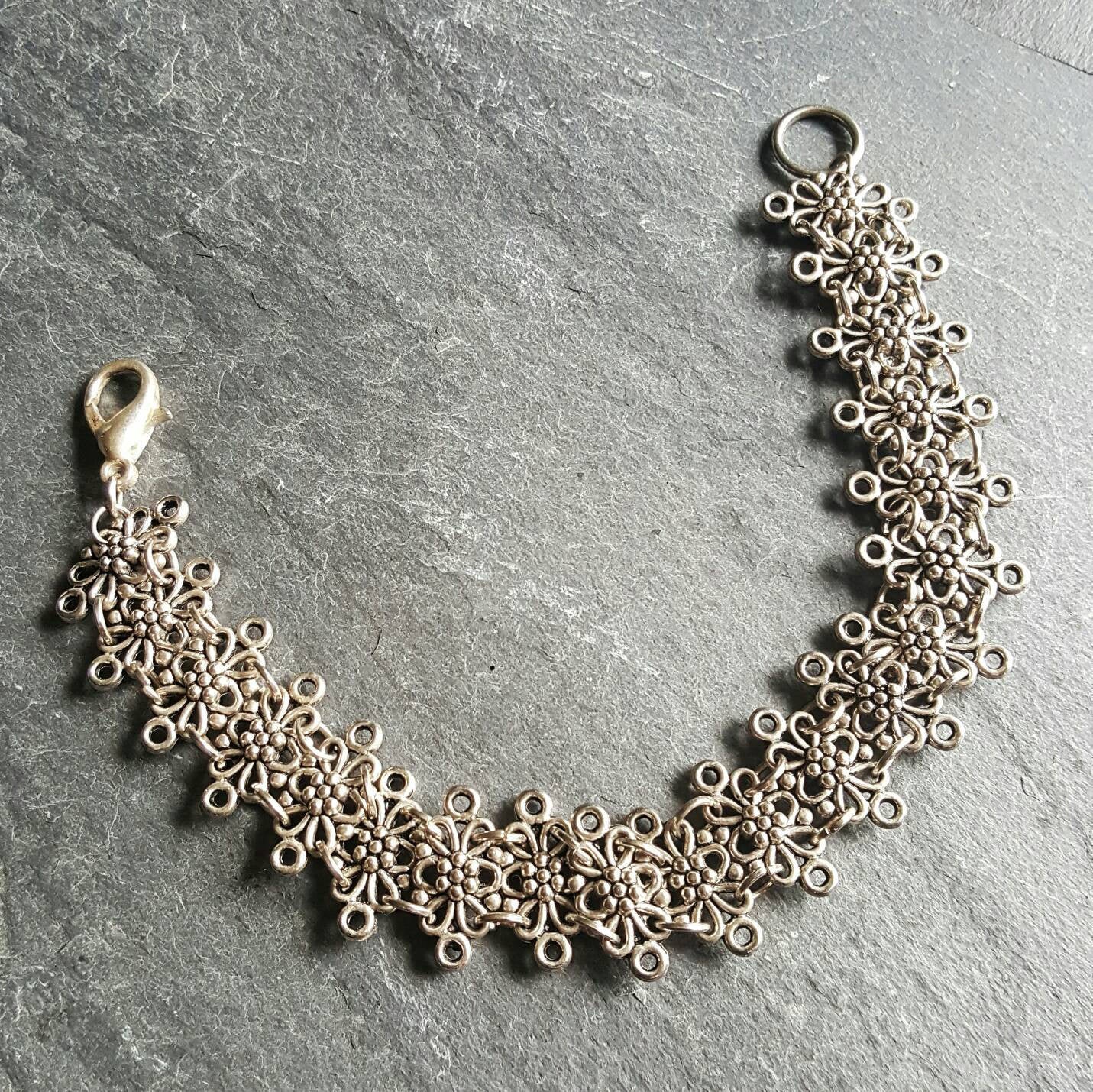 Silver Medieval Statement Bracelet Ren Faire Jewelry Gift - DRAVYNMOOR
