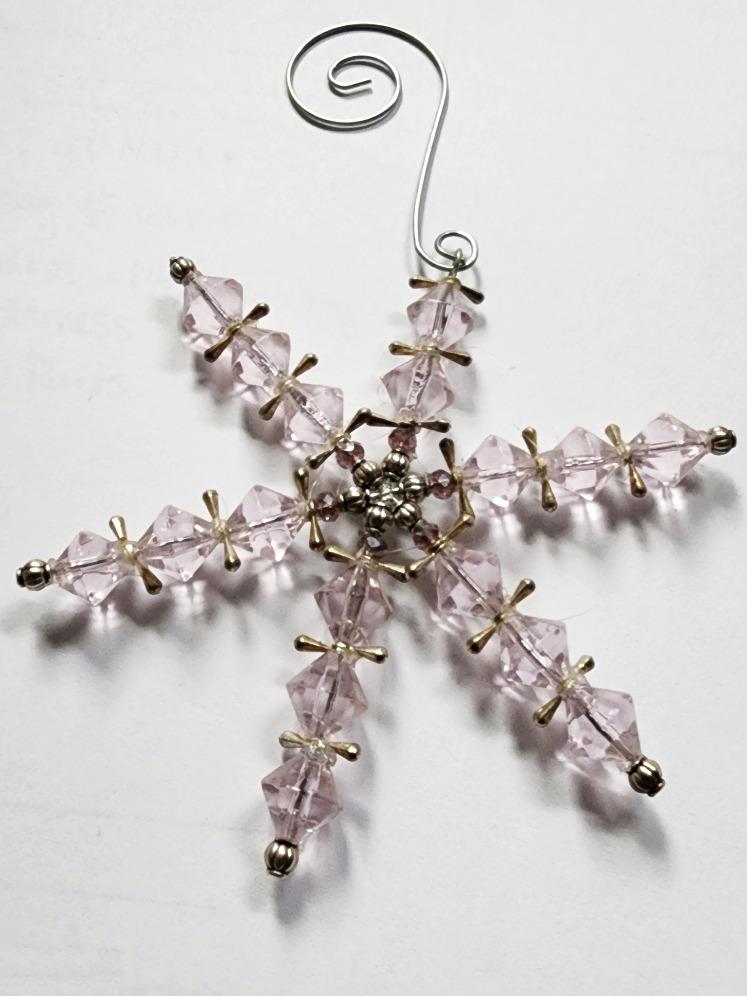 Pink Handmade Christmas Ornament Crystal Snowflake