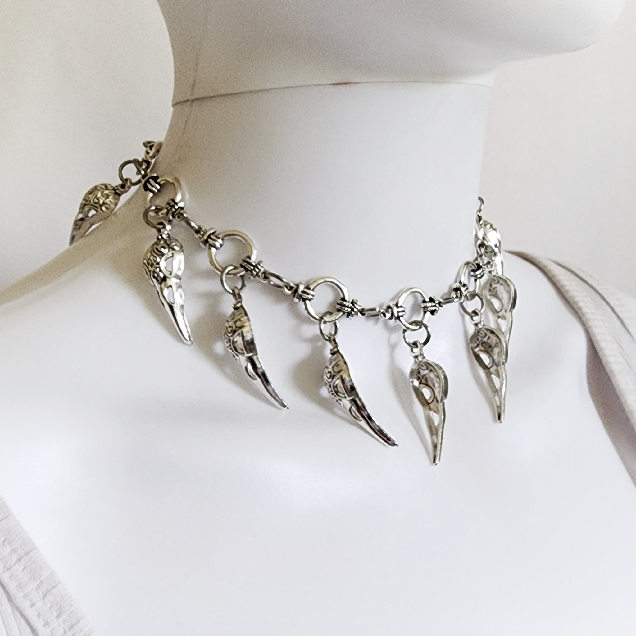 Raven Skull Choker Necklace Goth Jewelry