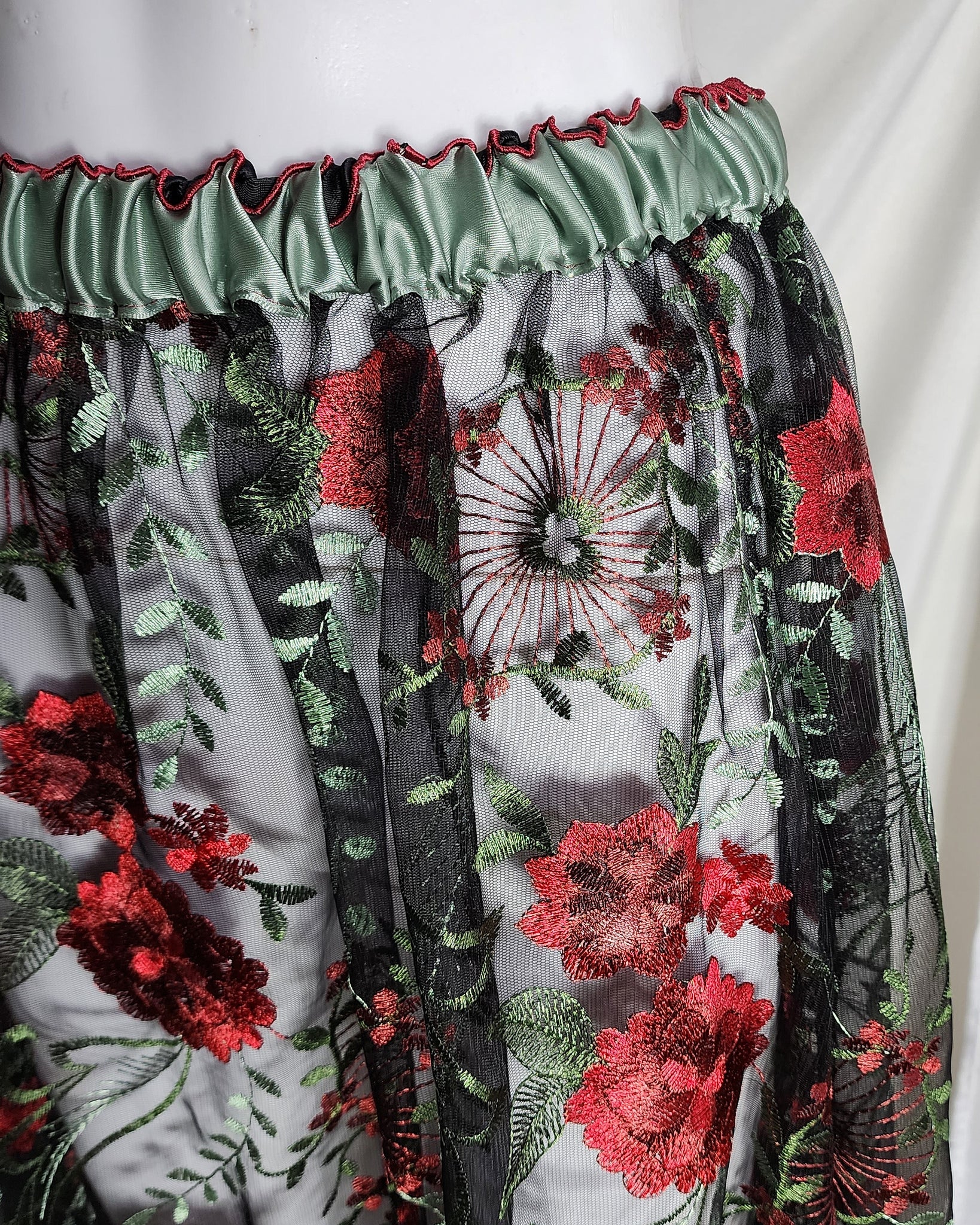 Floral Embroidered Mesh Overskirt