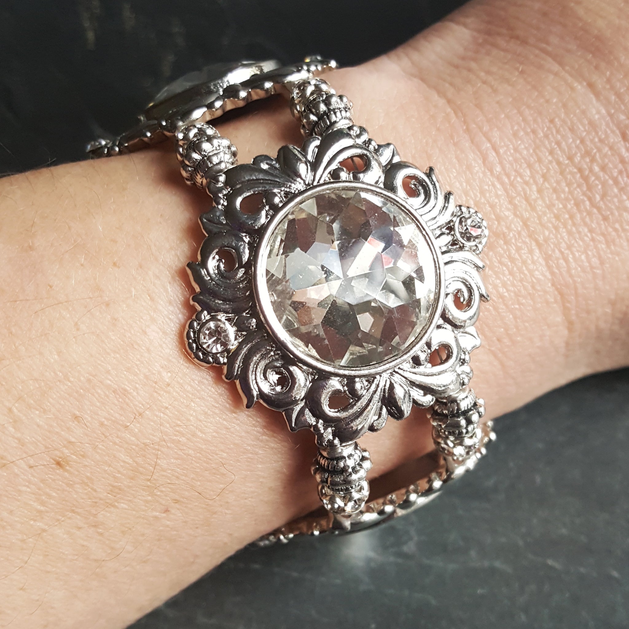 Bold Rhinestone Bracelet Handmade Bridal Jewelry - DRAVYNMOOR