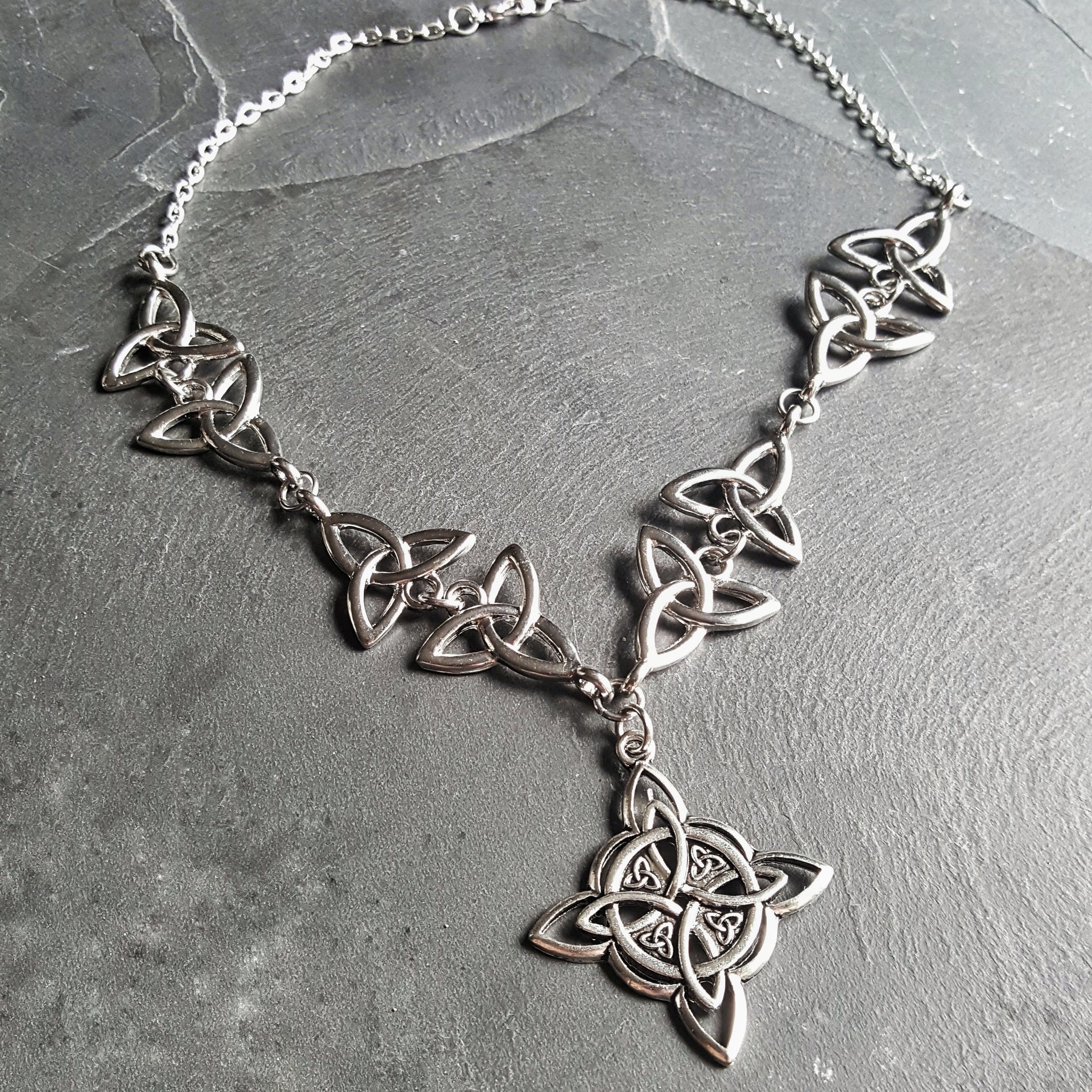 Silver Celtic Knot Necklace Triqueta Wiccan Jewelry - DRAVYNMOOR