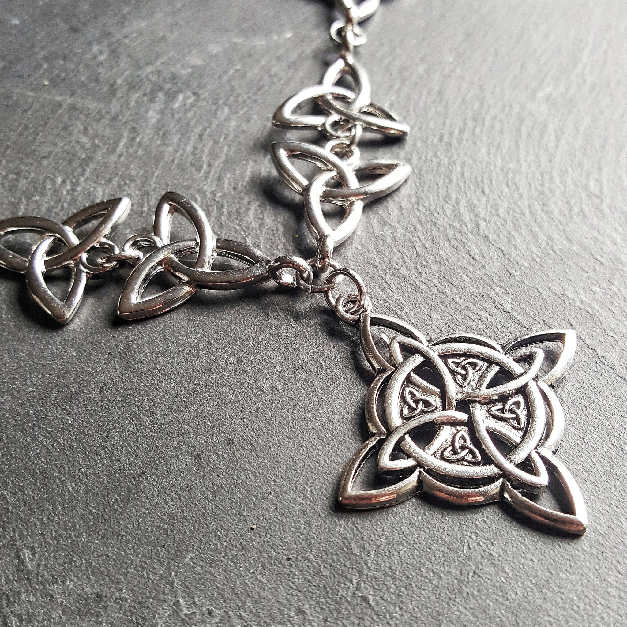 Silver Celtic Knot Necklace Triqueta Wiccan Jewelry - DRAVYNMOOR