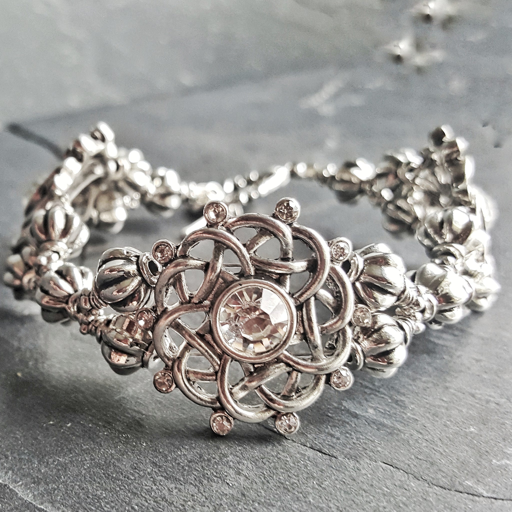 Silver Celtic Knot Cocktail Bracelet Fantasy Jewelry - DRAVYNMOOR