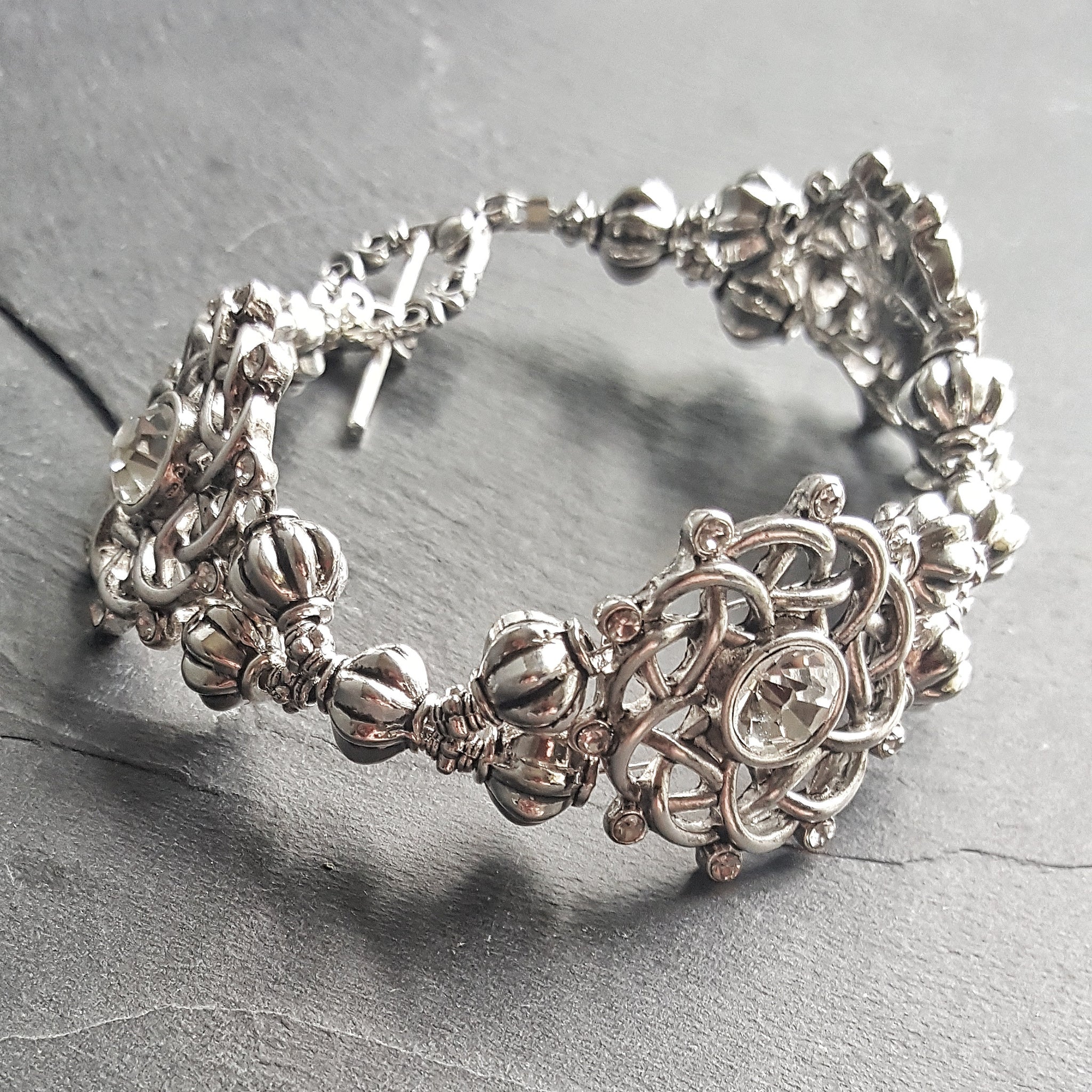 Silver Celtic Knot Cocktail Bracelet Fantasy Jewelry - DRAVYNMOOR