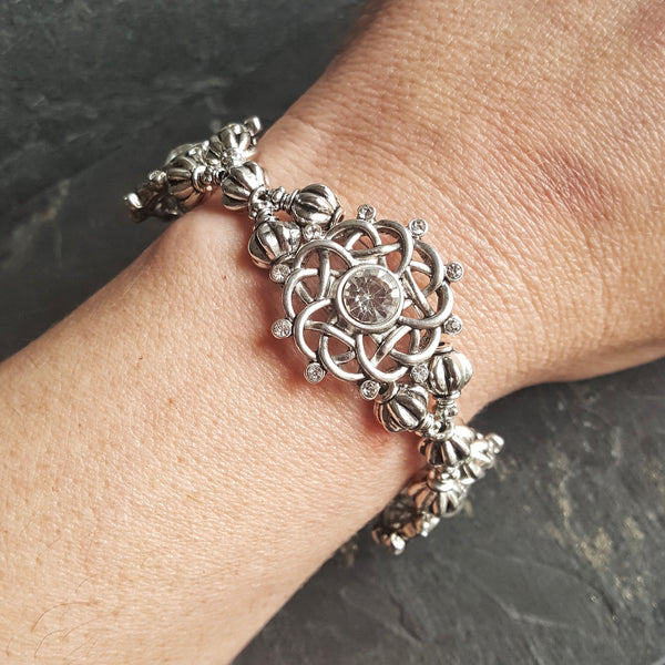 Silver Celtic Knot Cocktail Bracelet Fantasy Jewelry - DRAVYNMOOR