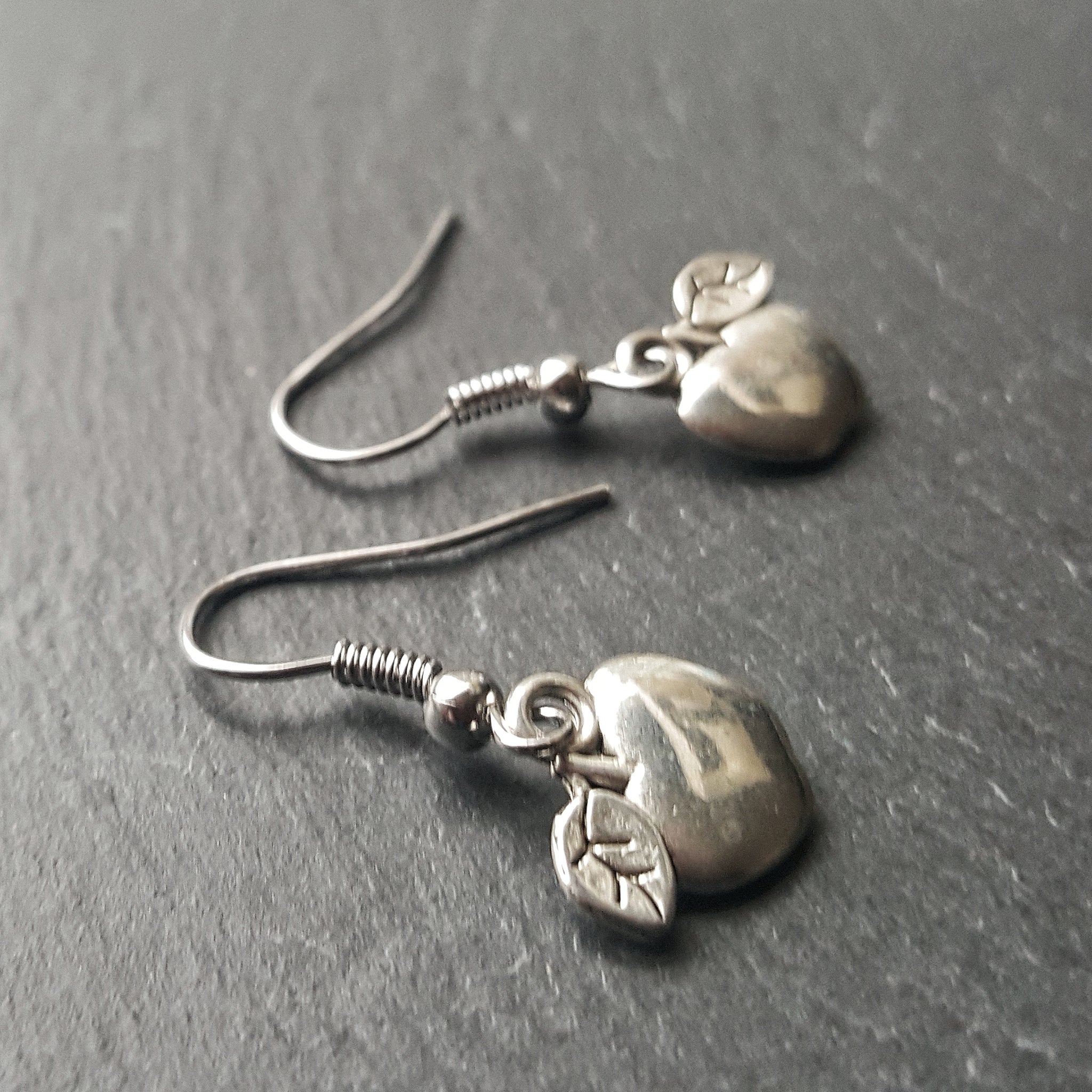 Silver Apple Earrings Teacher Gift - DRAVYNMOOR