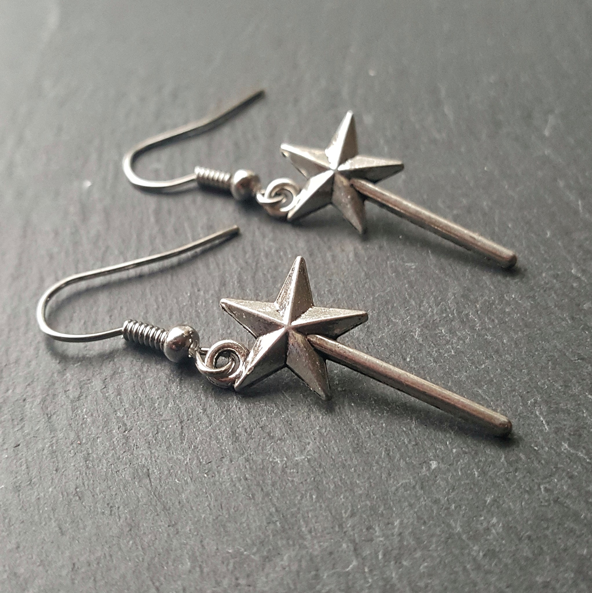 Magic Wand Silver Earrings Gifts for Dreamers - DRAVYNMOOR
