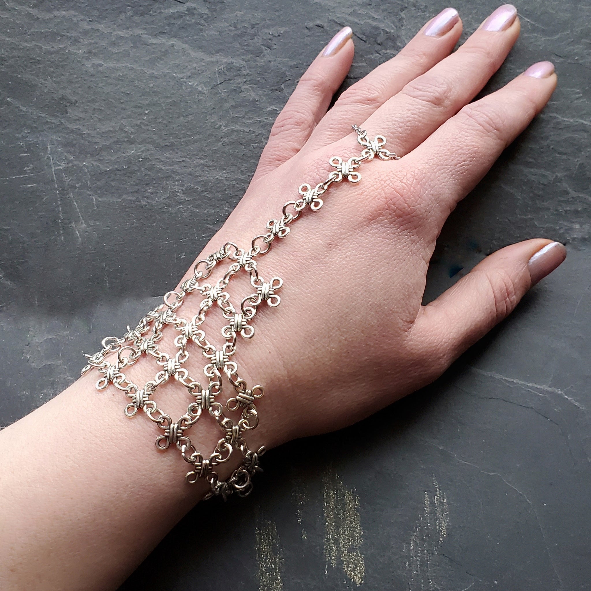 Over the Hills and Far Away' Leaf Charms Slave Chain Bracelet (#m0011) -  SkullJewelry.com