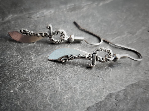 Silver Sword Earrings Pirate Jewelry
