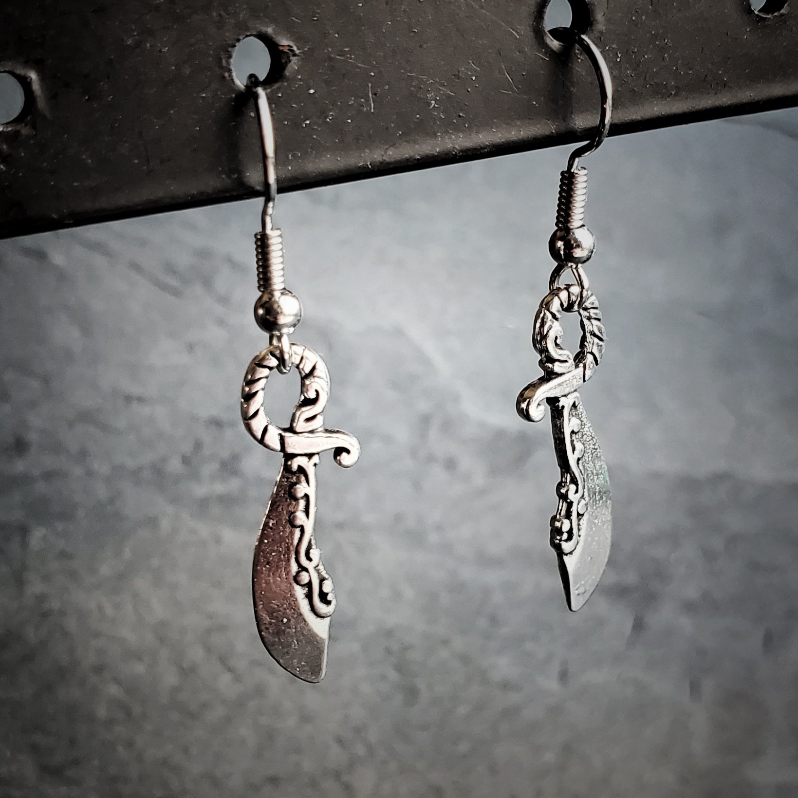 Silver Sword Earrings Pirate Jewelry