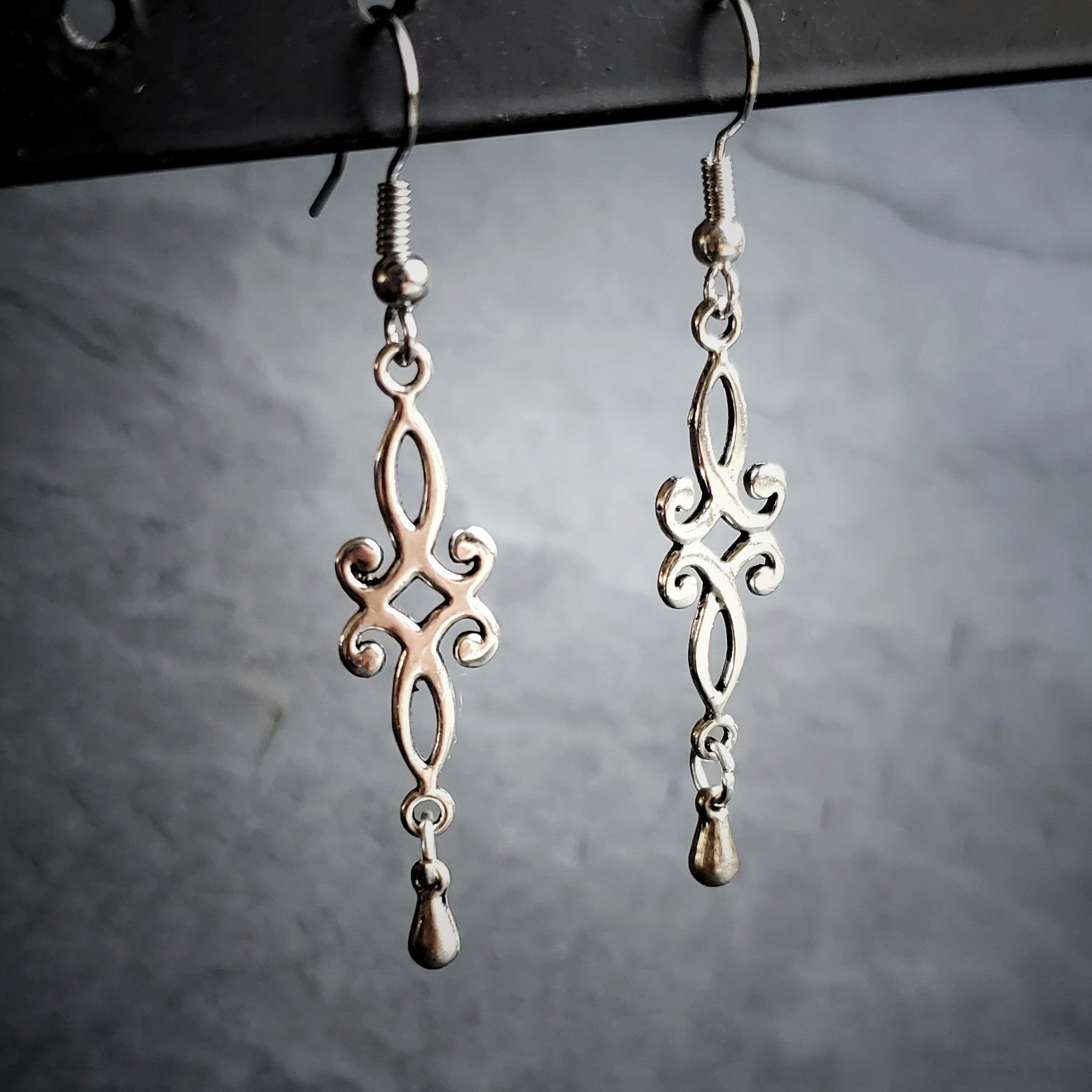 Siver Drop Renaissance Earrings Fantasy Jewelry