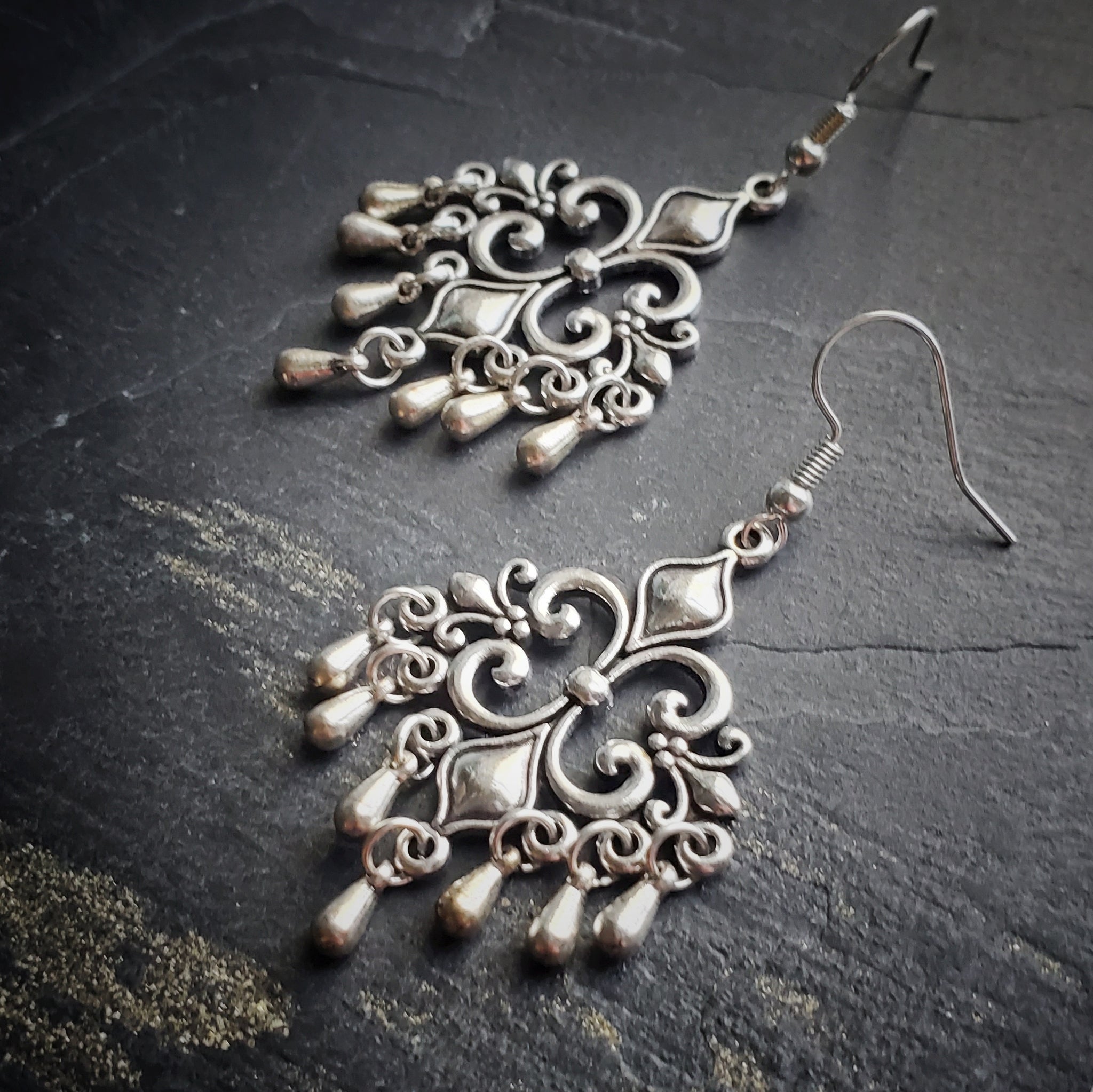 Fleur-de-lis Chandelier Earrings Renaissance Jewelry