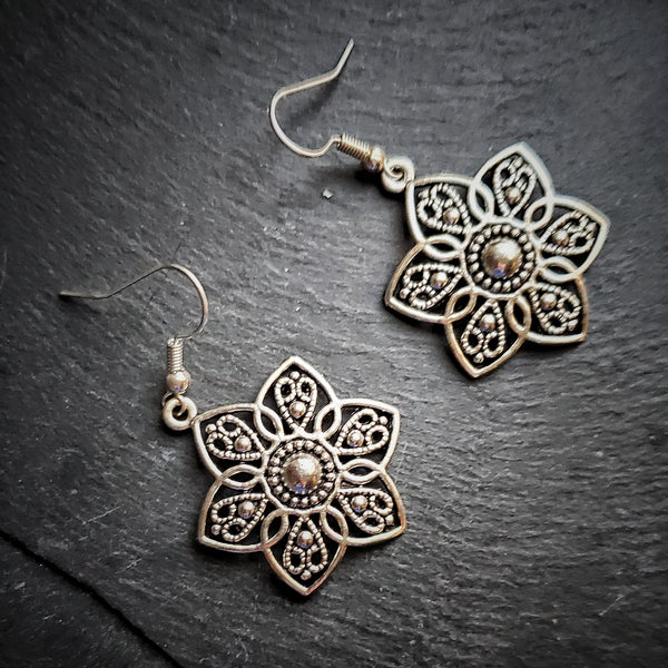 Silver Flower Earrings Fairy tale jewelry