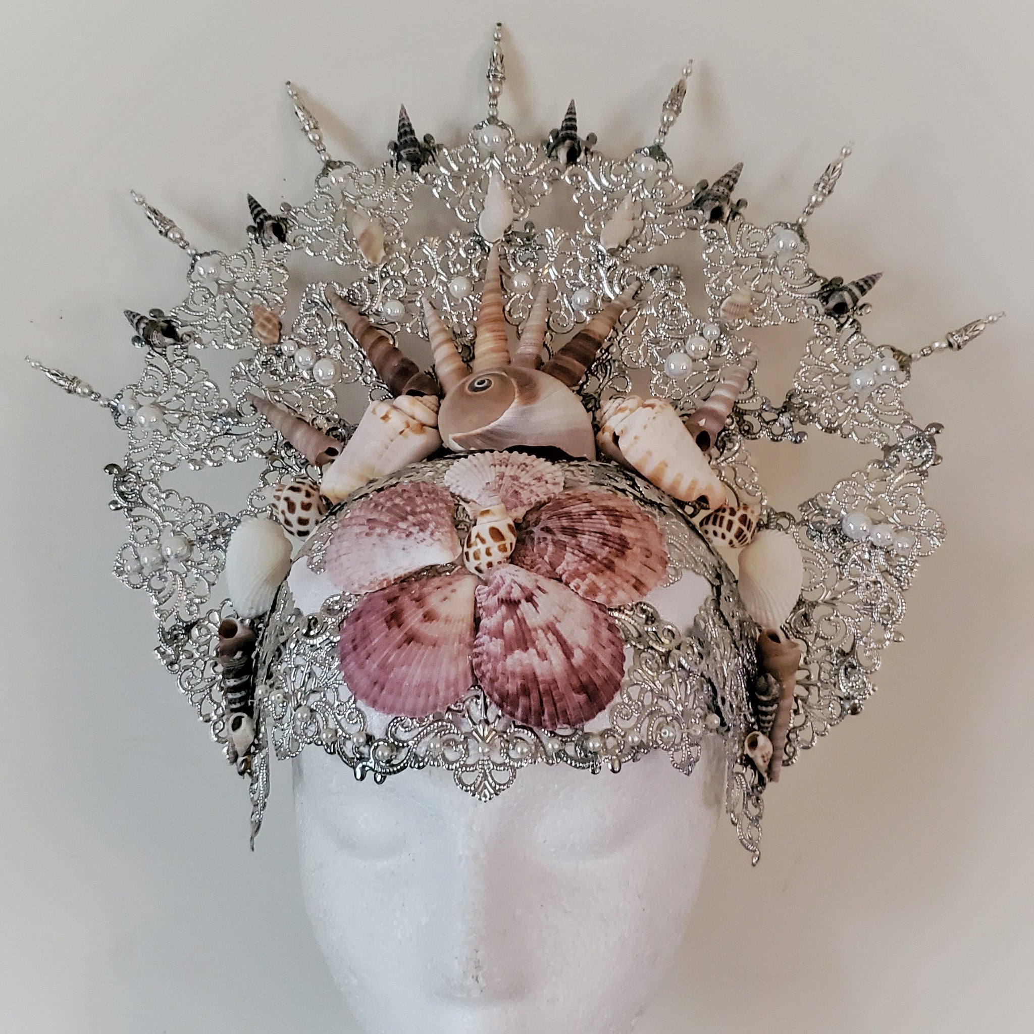Custom Crown Deposit - Filigree Silver Flower Crown with Veil