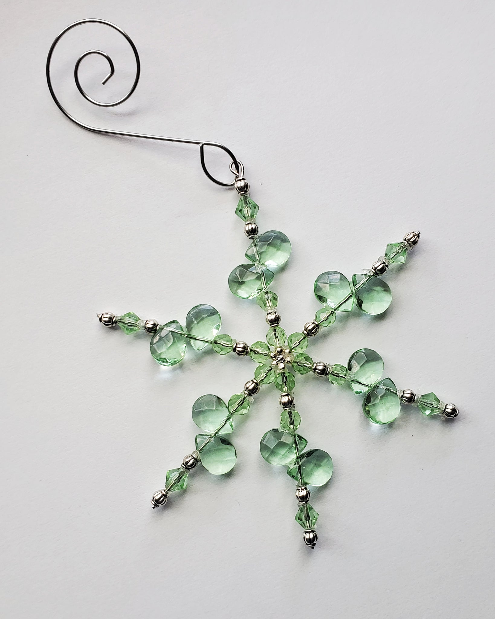 Pale Green Crystal Snowflake Christmas Ornament