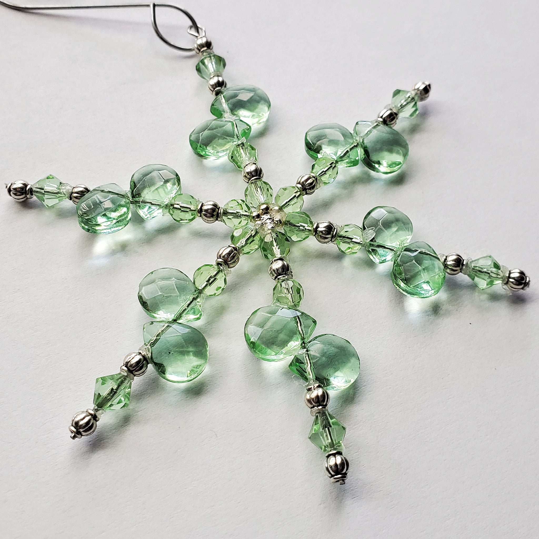 Pale Green Crystal Snowflake Christmas Ornament
