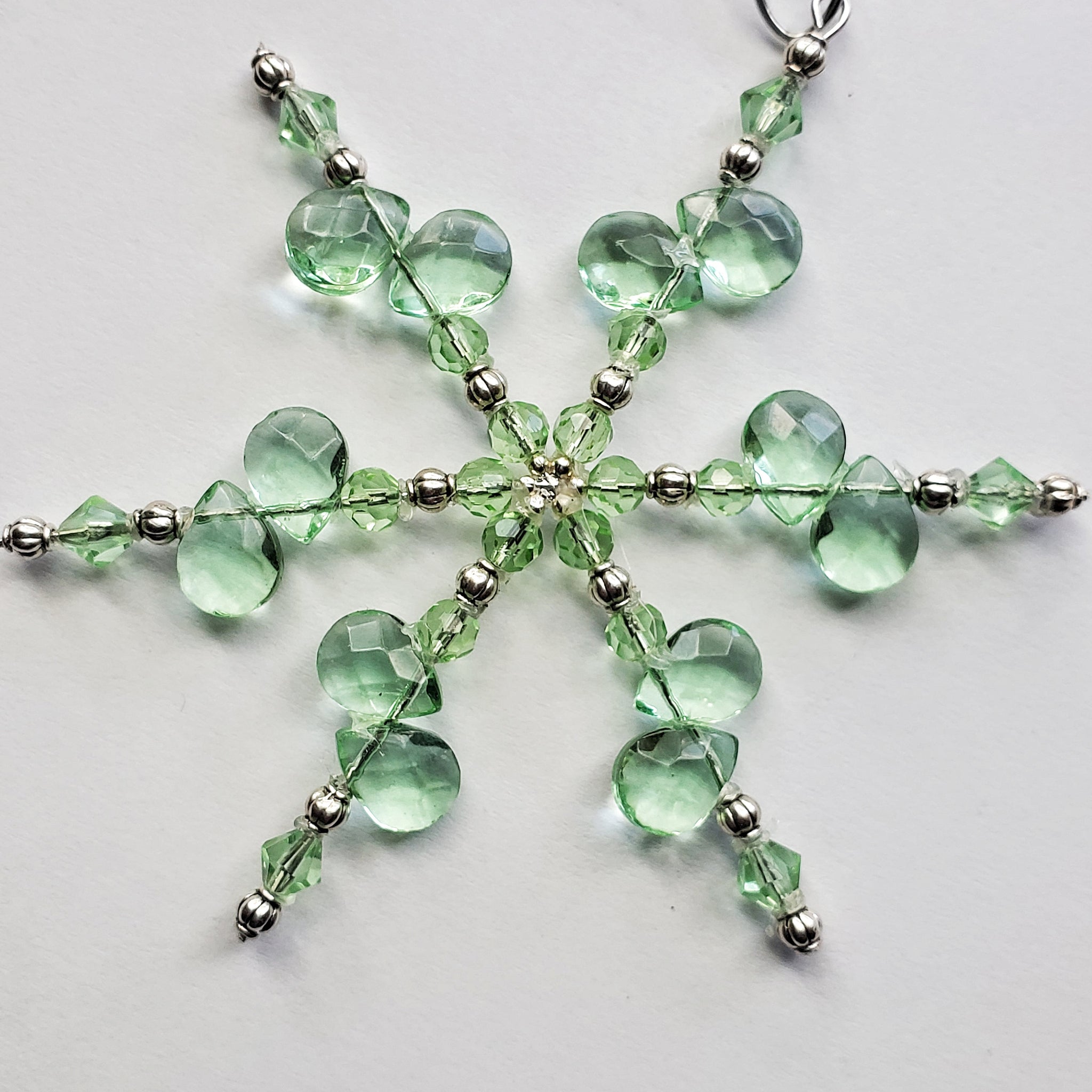 Pale Green Crystal Snowflake Christmas Ornament