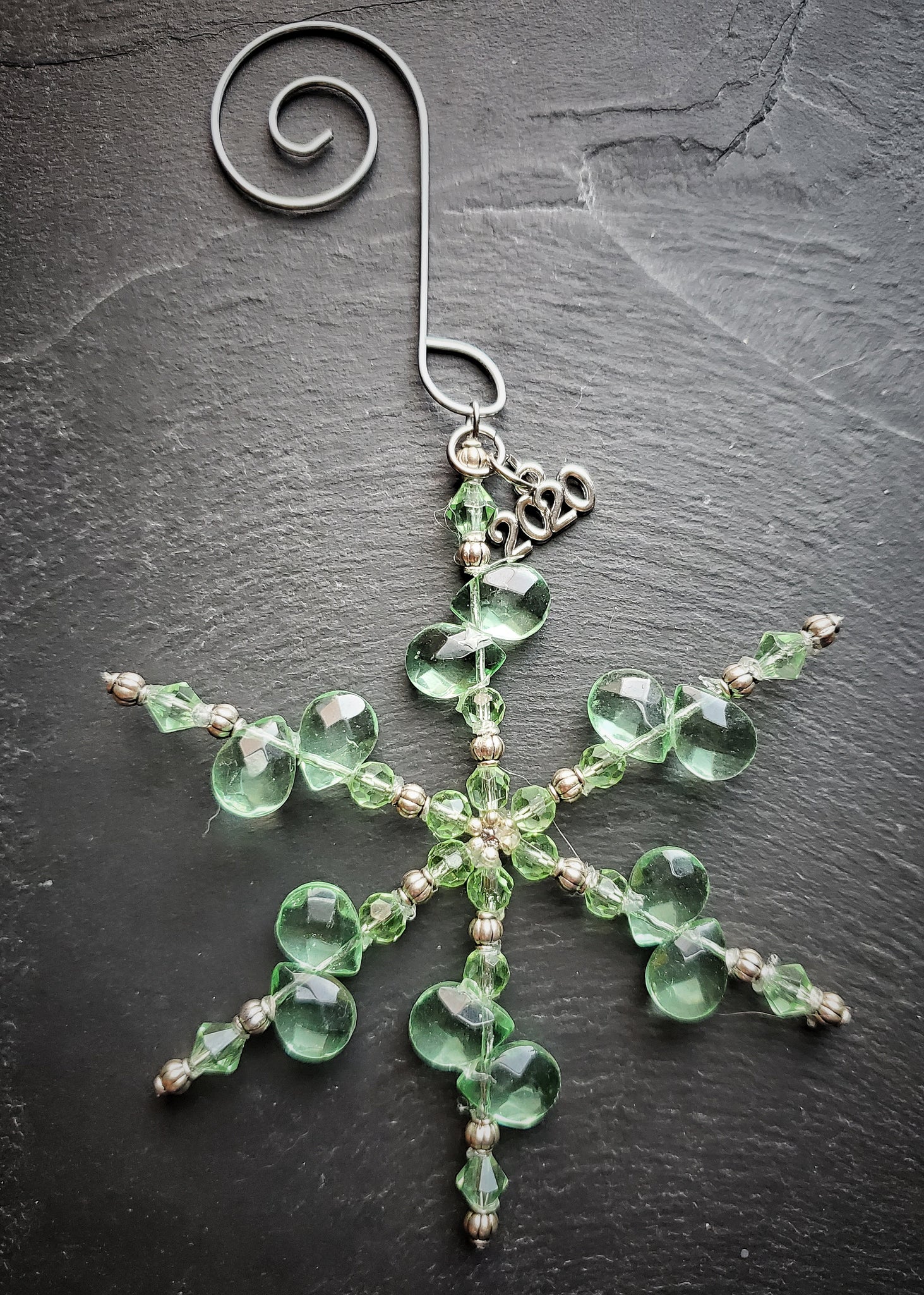 Pale Green Crystal Snowflake Christmas Ornament