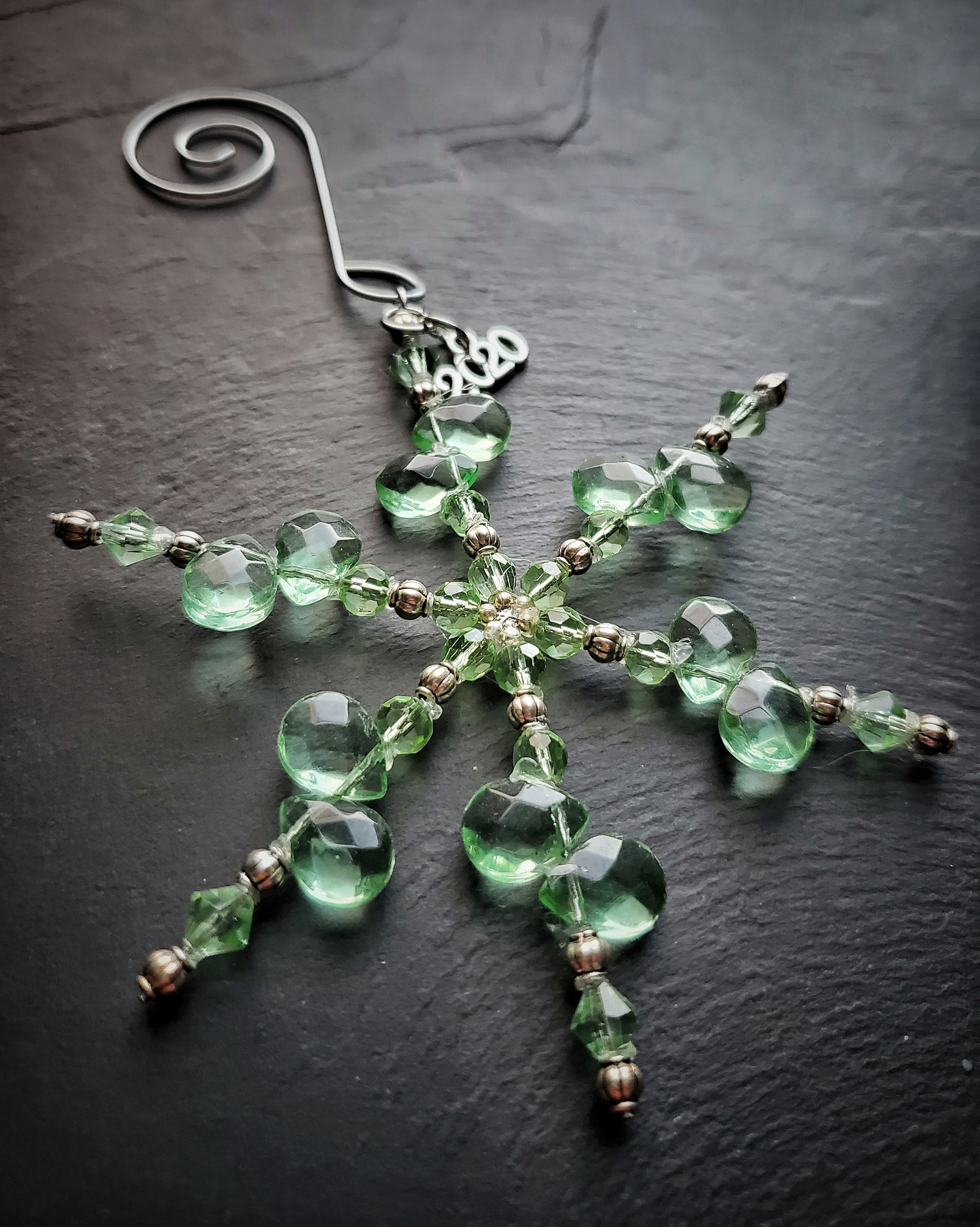 Pale Green Crystal Snowflake Christmas Ornament