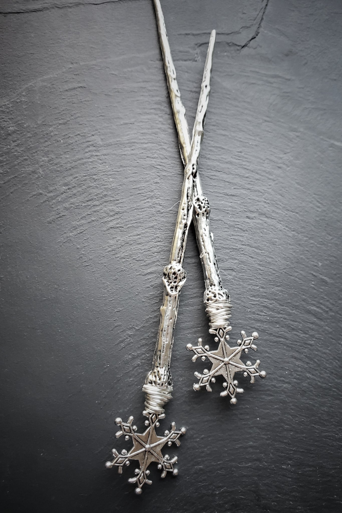 Silver Snowflake Hair Sticks Winter Hair Jewelry