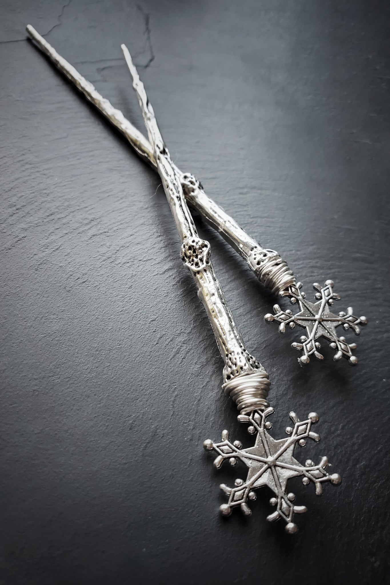 Silver Snowflake Hair Sticks Winter Hair Jewelry