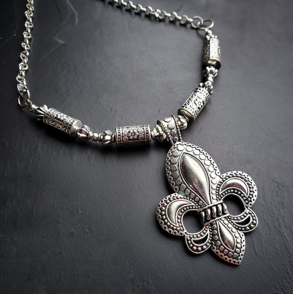 Bold Fleur De Lis Necklace Mardi Gras Jewelry