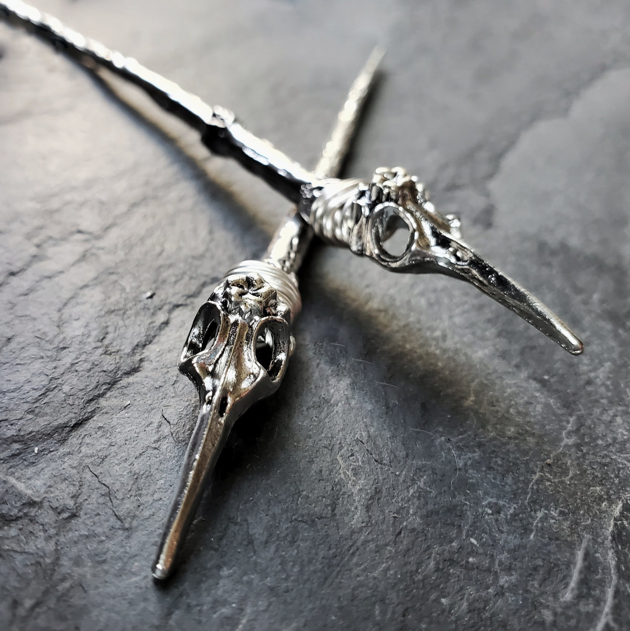 Plague Doctor Raven Skull Hair Sticks