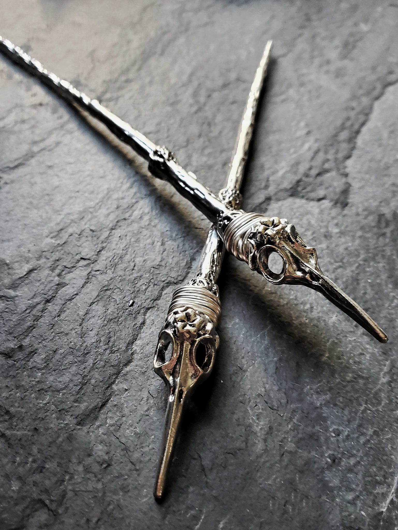 Plague Doctor Raven Skull Hair Sticks