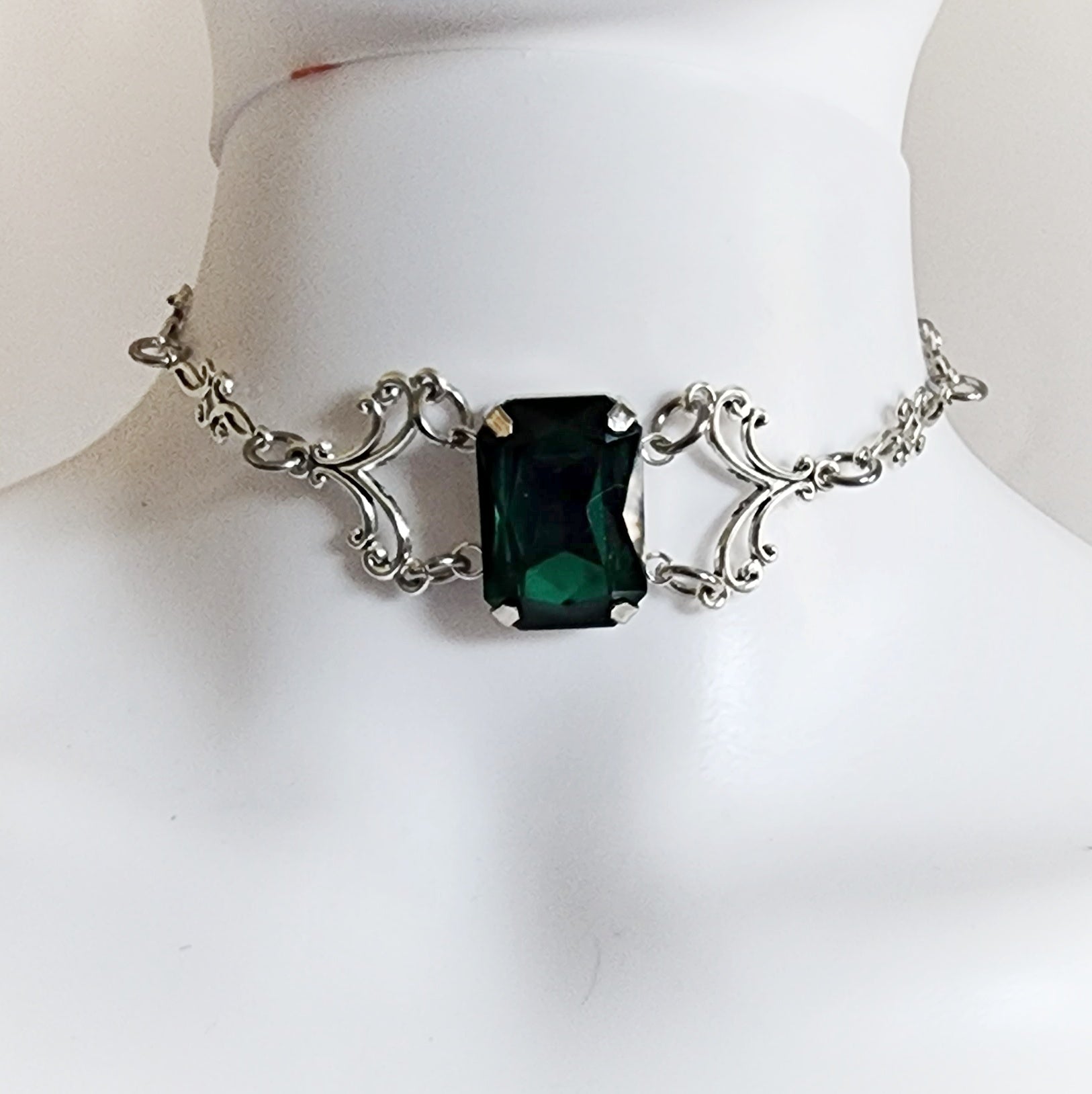 8 By YOOX RAINBOW RHINESTONES CHOKER, Green Women's Necklace